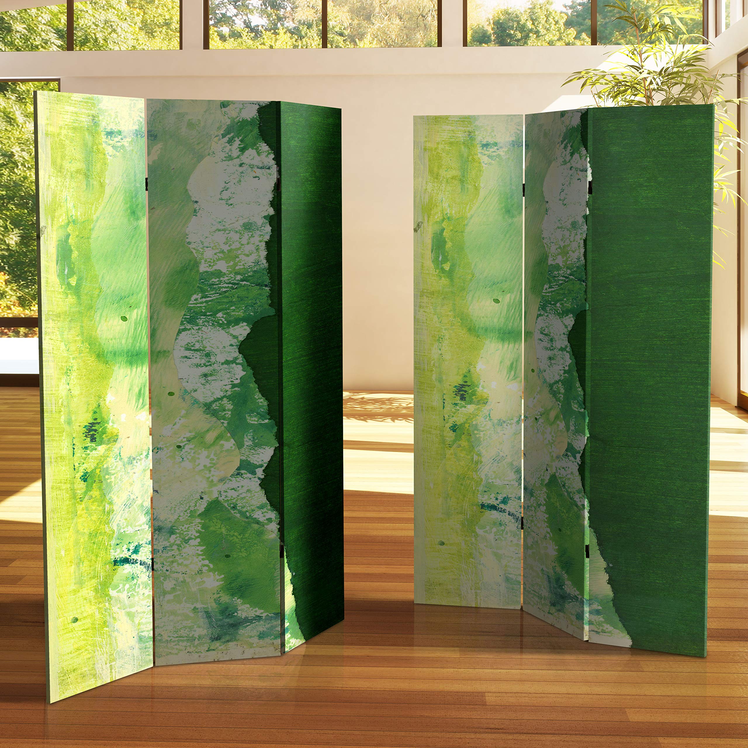 6 ft. Tall Red Lantern Double Sided Green River Canvas Room Divider - Perfect for Home Decor, Office Partition, and Event Space Separation