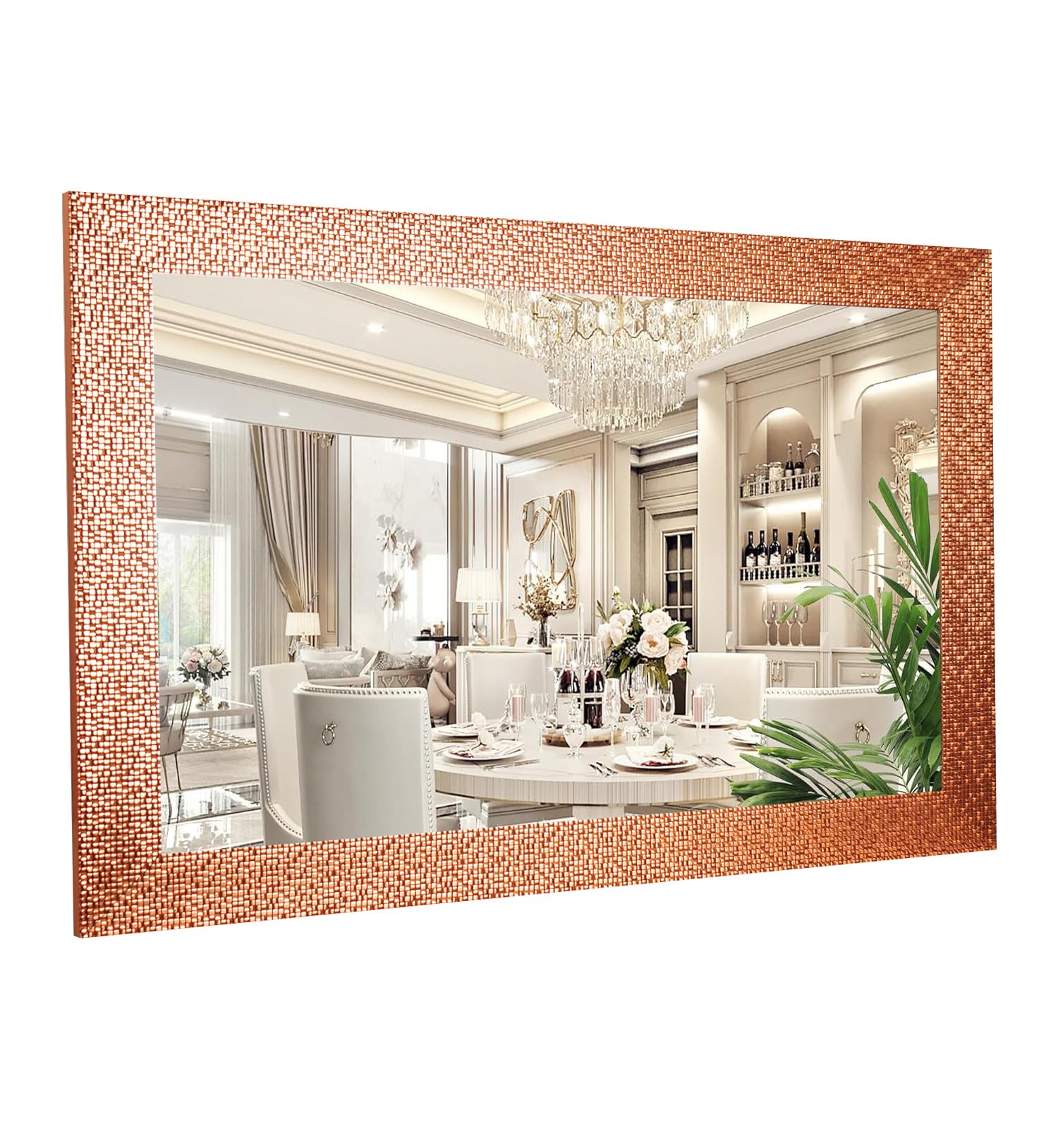 40x24 Inch Framed Bathroom Mirror - Wall Mounted Decorative Copper Mirror for Vanity, Powder Room & Bedroom Decor
