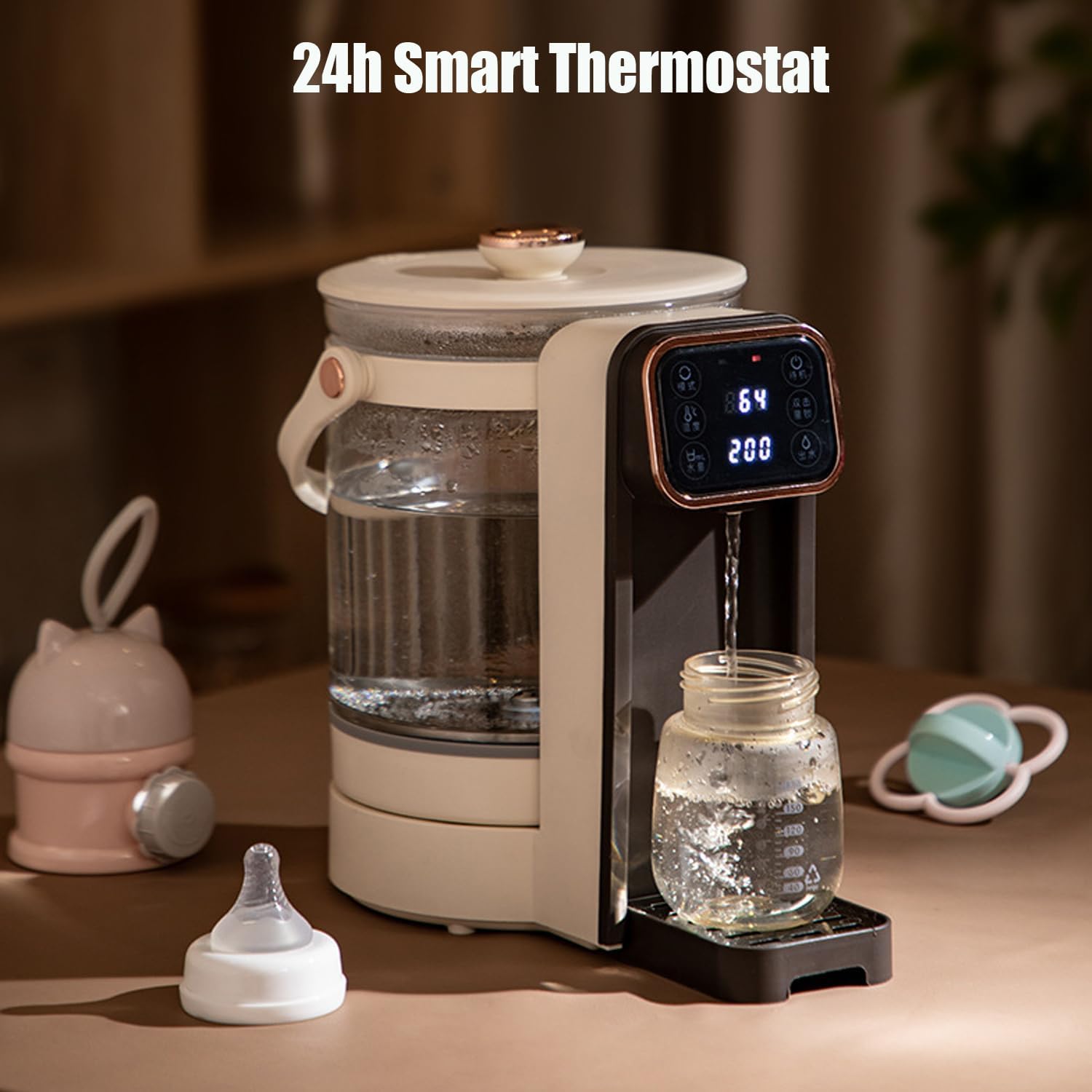 Smart Electric Baby Bottle Warmer & Formula Dispenser - 3L Glass Tank with Thermostat Control | Precise Temperature for Infant Feeding | Perfect for Nursery, Travel & Late-Night Feedings