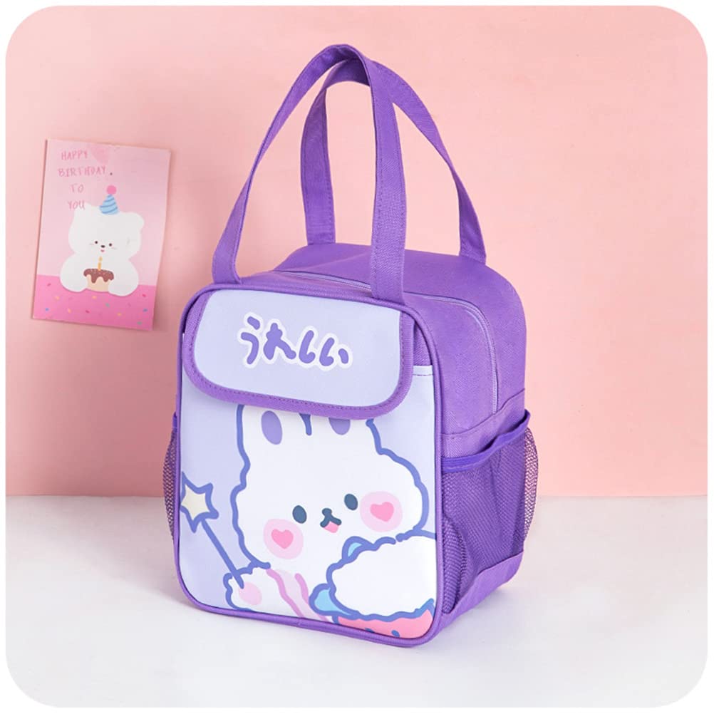Cute Kawaii Animal Cartoon Lunch Bag for Kids - Insulated Reusable Lunch Box for School, Picnic, Travel - Rabbit Design Lunch Tote for Boys & Girls - Perfect for School Lunches, Outdoor Activities & Daily Use