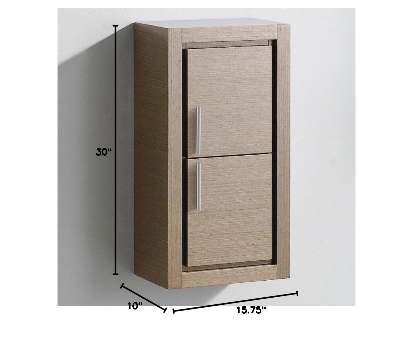 Fresca Bath 2-Door Gray Oak Bathroom Linen Storage Cabinet - Organize Towels & Toiletries for Small Space Bathrooms