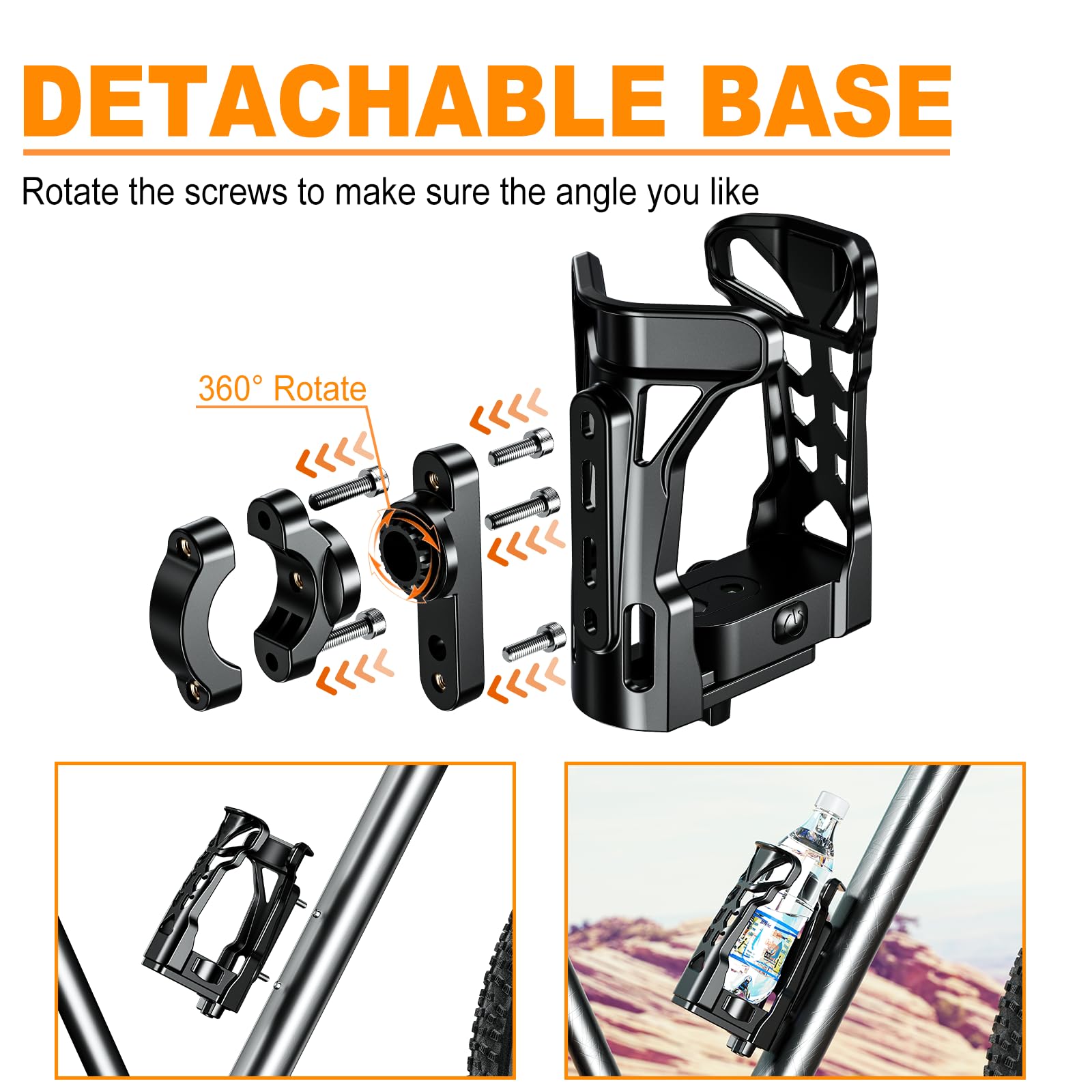 Upgraded Motorcycle Cup Holder with Atmosphere Light - 360° Rotating & Expandable Design, Holds Up to 32oz - Perfect for Bike, Motorcycle, ATV (Matte Black) - Ideal for Road Trips, Commuting & Outdoor Adventures