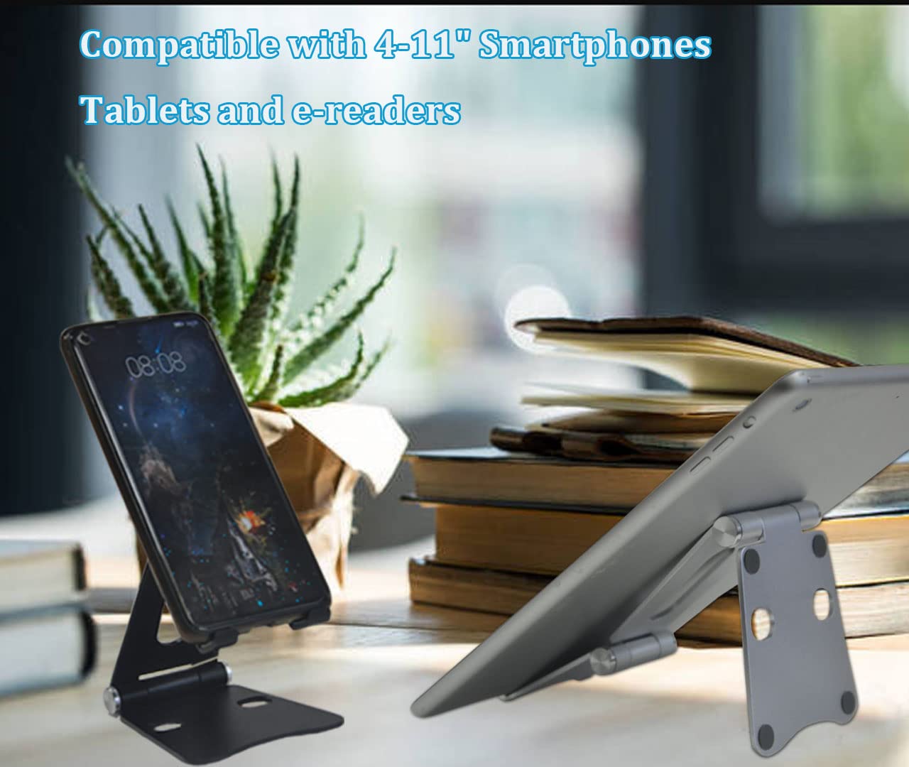 Adjustable Aluminum Alloy Foldable Phone Stand - Universal Holder for Smartphones, Tablets & E-Readers Under 11