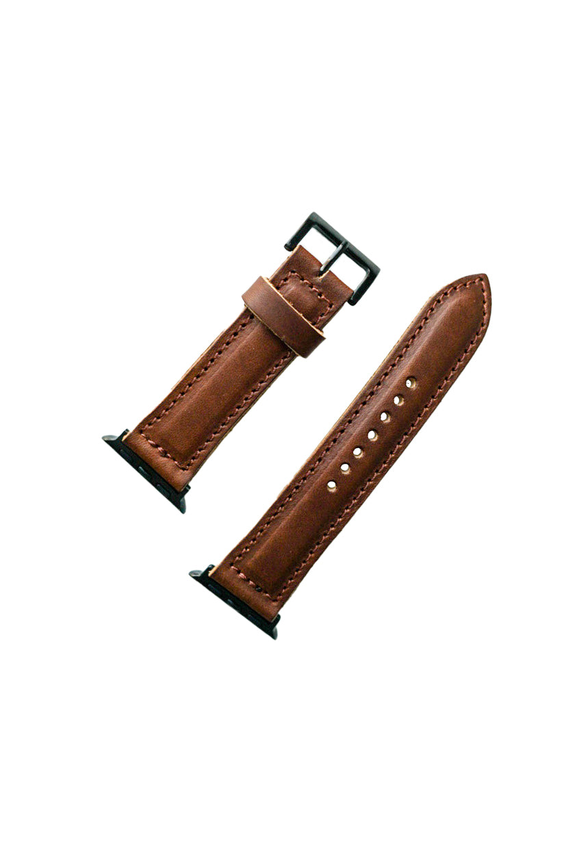 Premium Apple Watch Band - Dark Amber Harness Leather Strap for Apple Watch Series 9/8/7/6/SE/5/4/3/2/1 - Durable & Comfortable Replacement Wristband for Workout, Business & Everyday Use