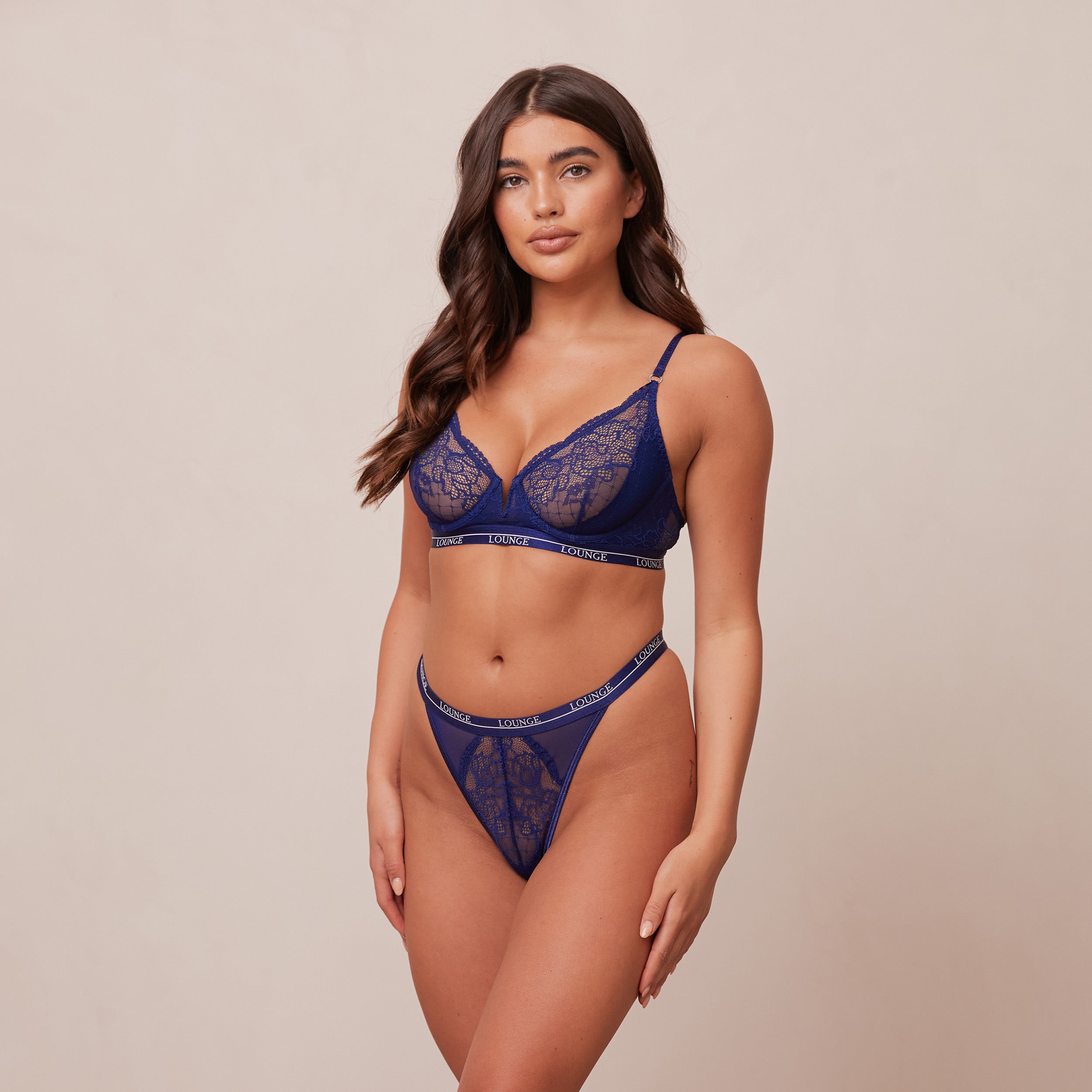 Royal Balcony Bra in Navy Blue - Comfortable Lace Underwire Bra for Women - Perfect for Everyday Wear, Date Nights & Special Occasions