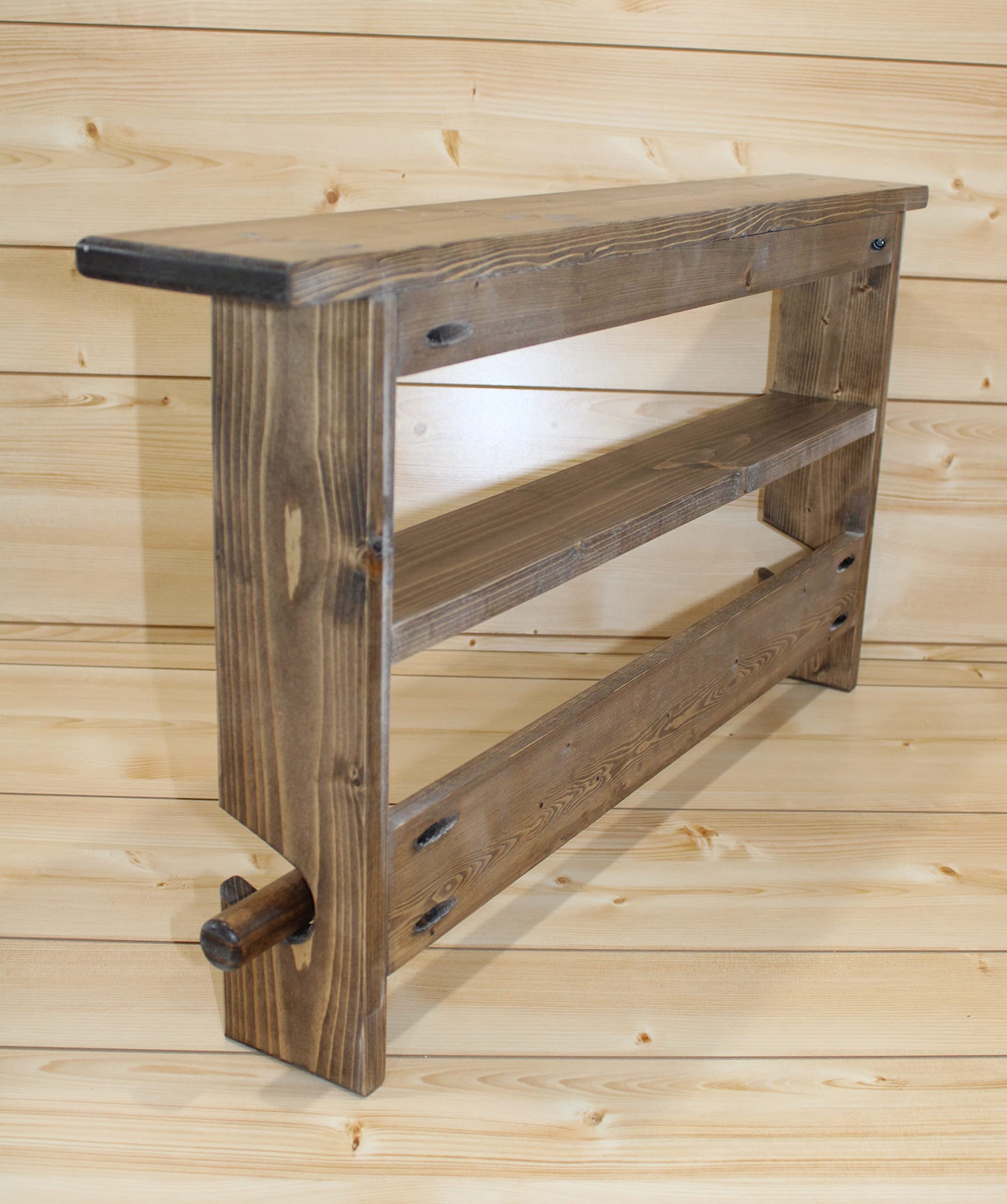 Double Shelf Wooden Quilt Rack - Unfinished Provincial Blanket Display Stand for Afghan, Tapestry & Bedding Storage | Perfect for Bedroom, Living Room & Farmhouse Decor