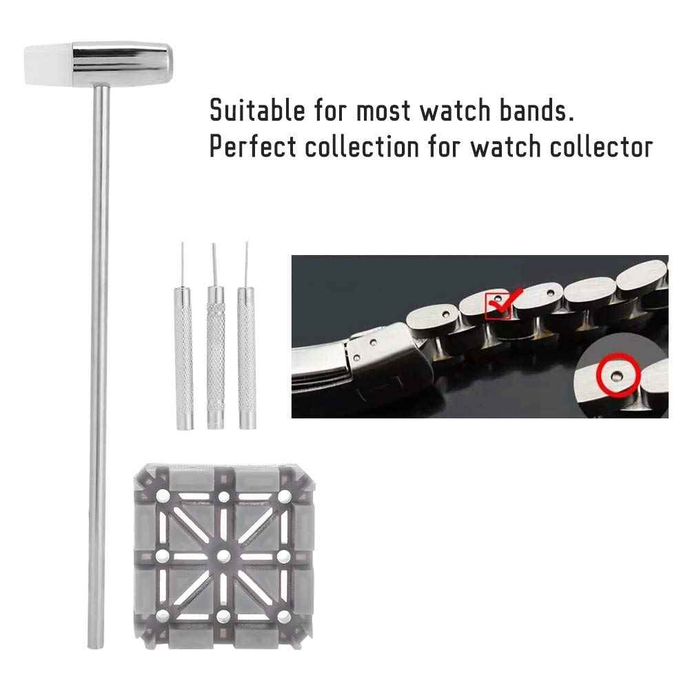 Professional Watch Band Remover Tool - Rustproof Stainless Steel with Hammer for Watch Strap Repair & Replacement | Perfect for Watchmakers, Jewelers & DIY Enthusiasts