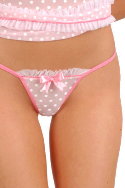 Lace Trim Crème Chantilly Thong Panties for Women - Sexy Ruffled Underwear for Date Night & Special Occasions