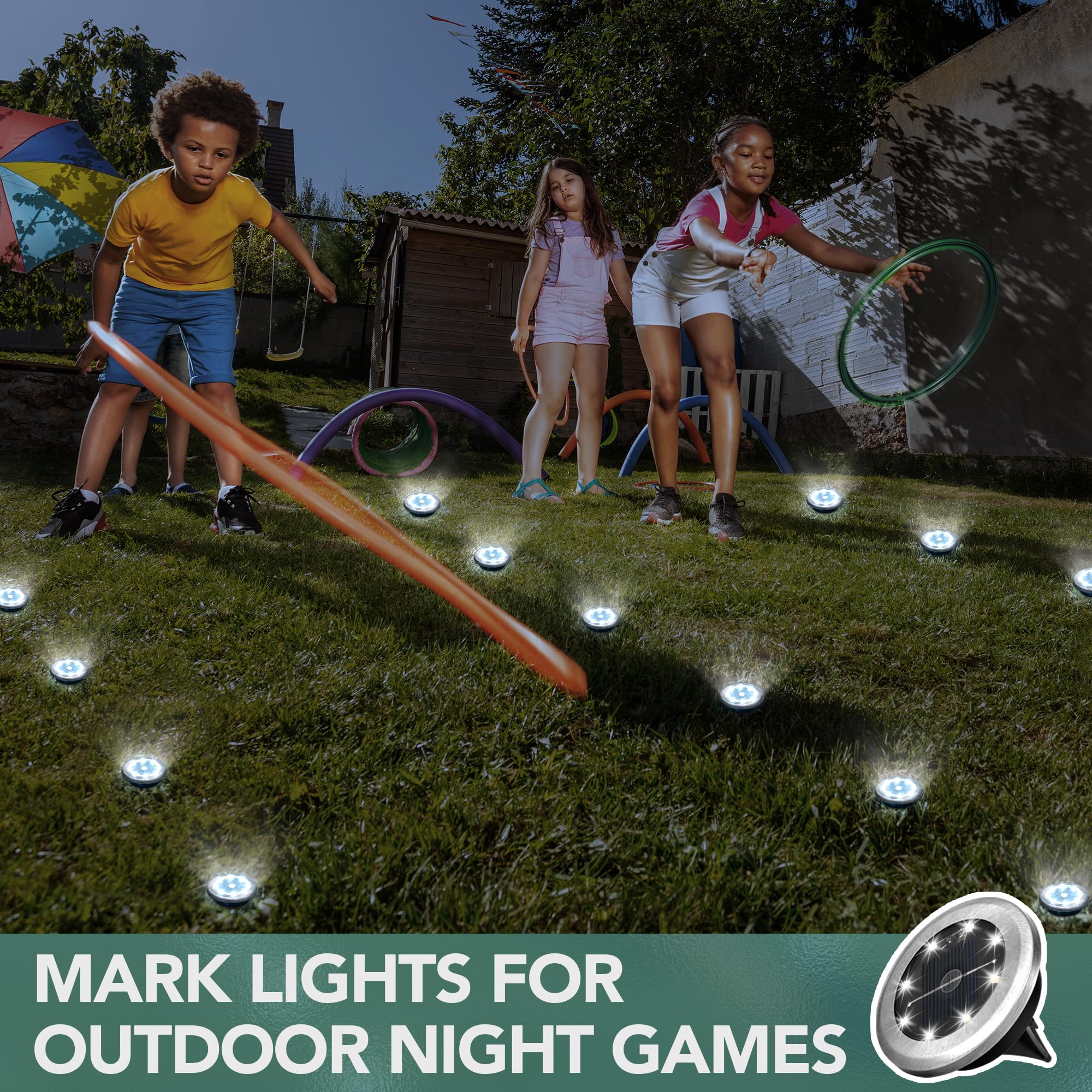 SOLPEX 10 Pack Mini Solar Ground Lights - Waterproof Outdoor Solar Pathway Lights for Garden, Yard, Driveway & Walkway - Cool White LED Landscape Lighting - Perfect for Patio, Deck, Lawn & Backyard Decor
