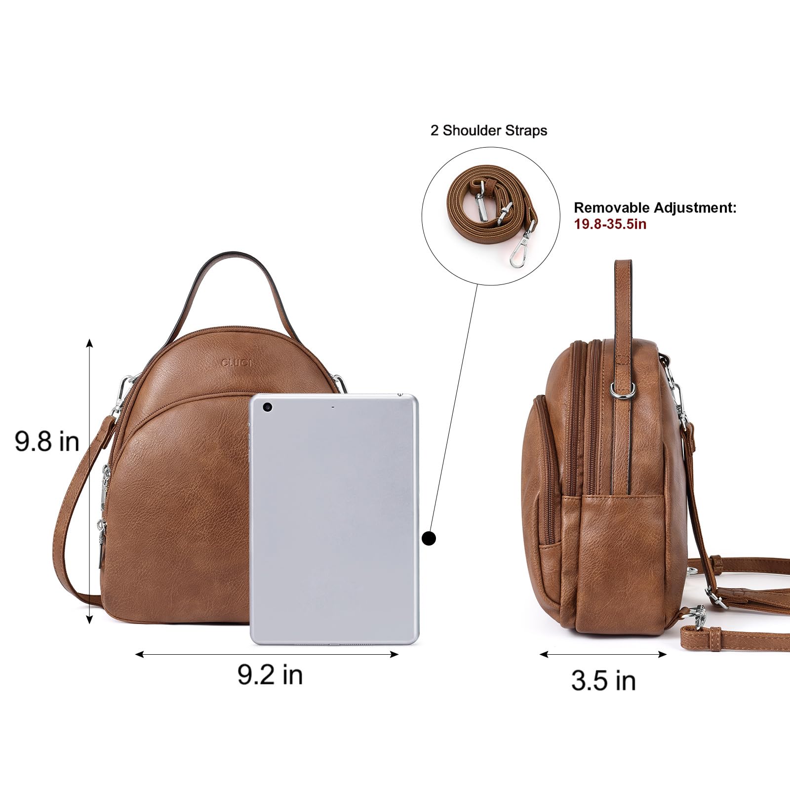 CLUCI Women's Leather Backpack Purse - Convertible Travel Backpack & Shoulder Bag for Women, Fashionable Designer Daypack for Work, School, Commuting and Weekend Getaways
