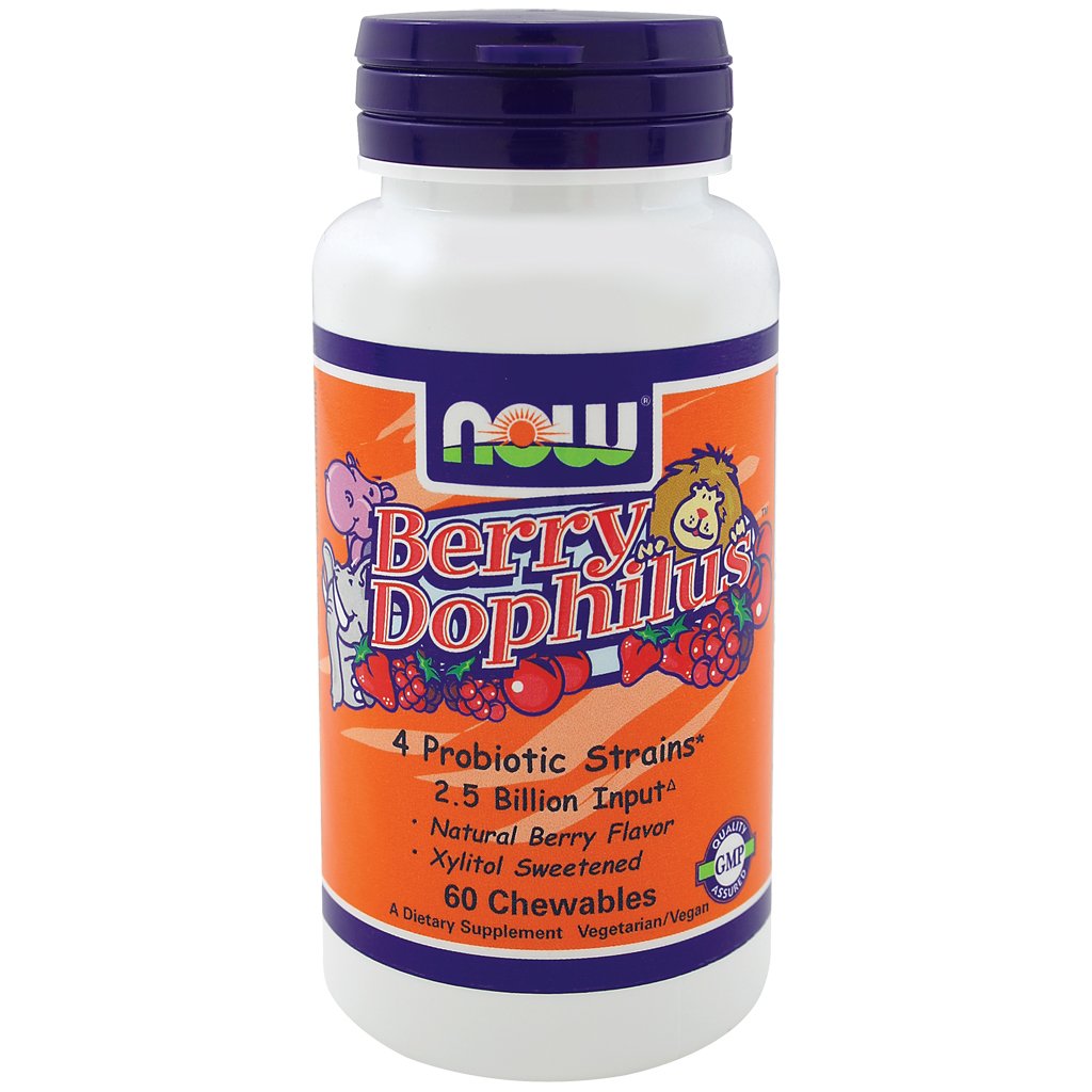 Now Foods BerryDophilus - 60 Chewables (3 Pack) - Probiotic Supplement for Digestive & Immune Support - Great for Travel, Daily Wellness & Kids