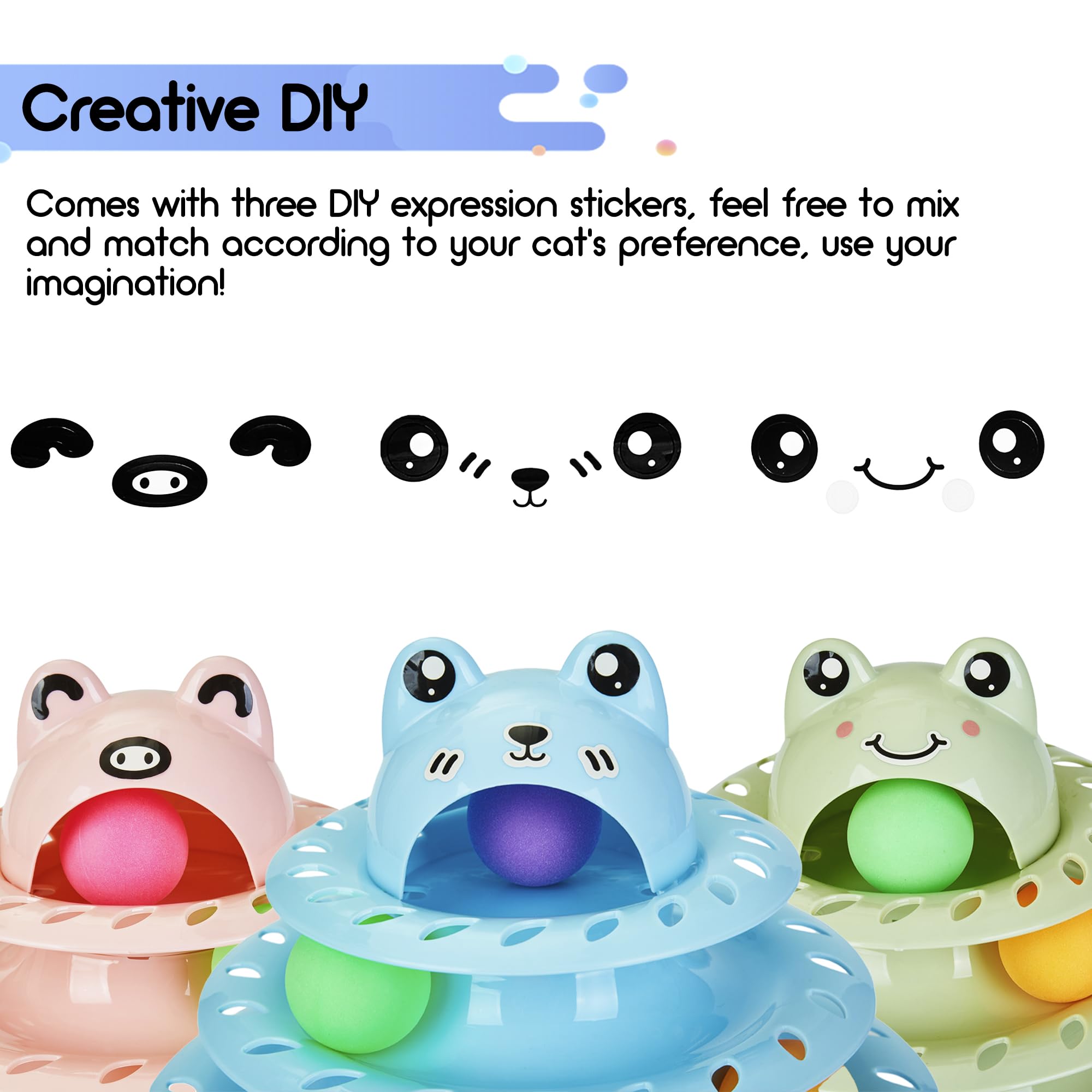 Gefryco 26pcs Interactive Cat Toys Roller with 4-Level Turntable, Self-Play Kitten Puzzle Toy Track & Colorful Balls, Fun Kitty Exercise Set for Indoor Cats (Blue) – Perfect for Playtime & Mental Stimulation