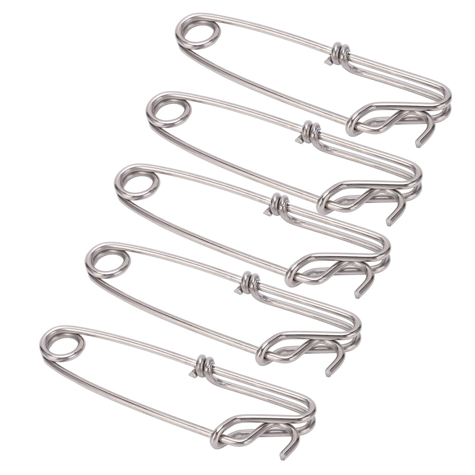 **5-Pack Stainless Steel Fishing Clips for Longline Fishing - Durable 3.0 x 110mm Hooks - Perfect for Saltwater & Freshwater Anglers - Ideal for Trolling, Deep Sea & Shore Fishing**
