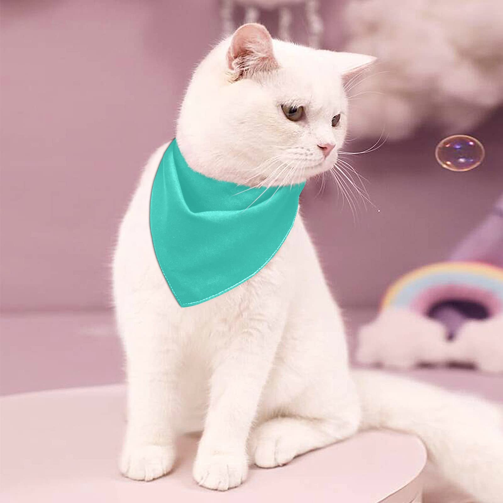 2 Pack Teal Milk Silk Dog Bandanas with Snap Buttons - Adjustable Pet Scarf for Small to Large Dogs & Cats - Holiday Pet Accessories & Decor for Parties, Halloween, Christmas, and Everyday Wear