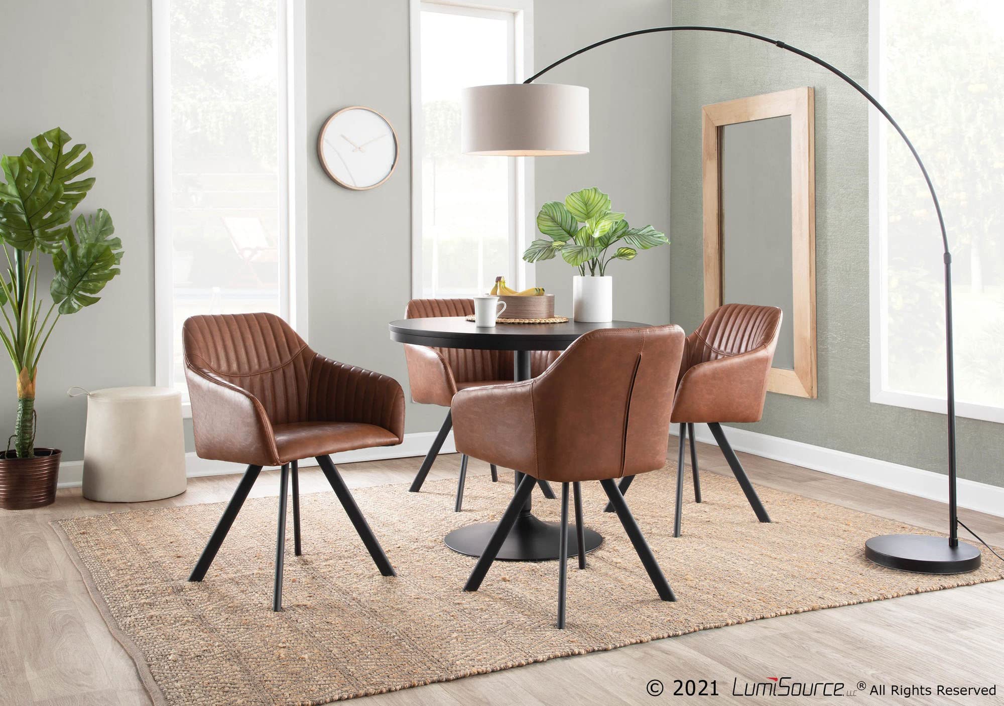 LumiSource Dakota Round Dining Table - 36 Inch Small Kitchen Table for 4, Black Steel Base with Black Wood Top - Perfect for Breakfast Nook, Apartment Dining & Small Space Decor
