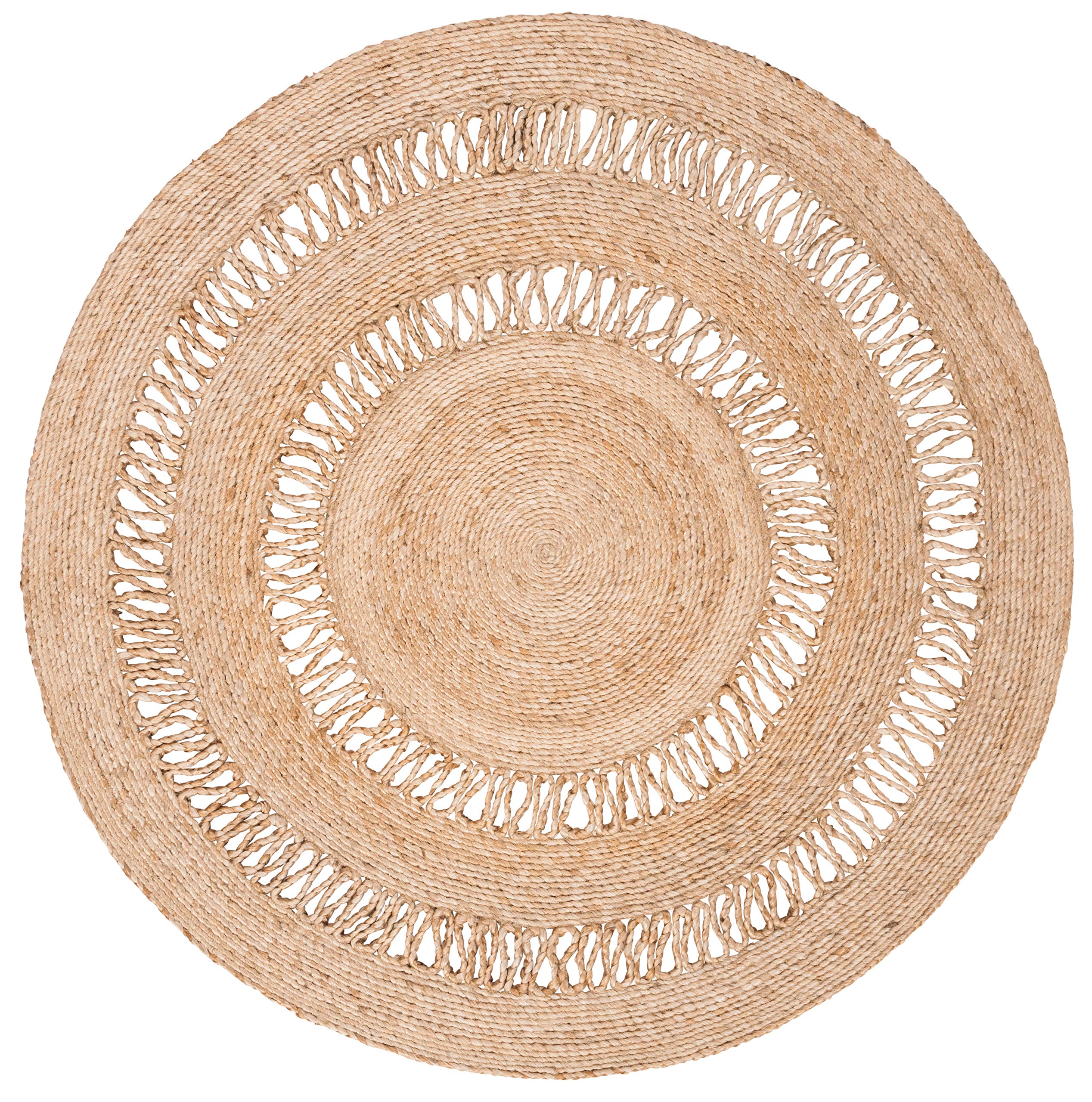 SAFAVIEH Natural Fiber Collection Handmade Jute Area Rug - 9' Round, Boho Country Charm, Eco-Friendly & Durable for High Traffic Areas - Perfect for Living Room, Bedroom, Dining Room & Home Decor (NFB254A)