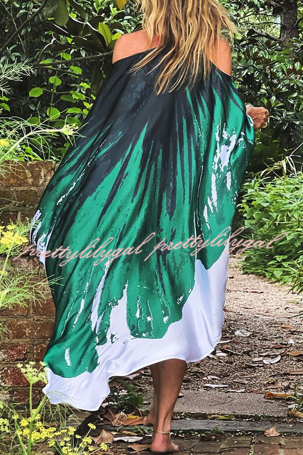 Elegant Floral Print One Shoulder Maxi Dress - Beach Cover Up, Summer Party & Vacation Outfit