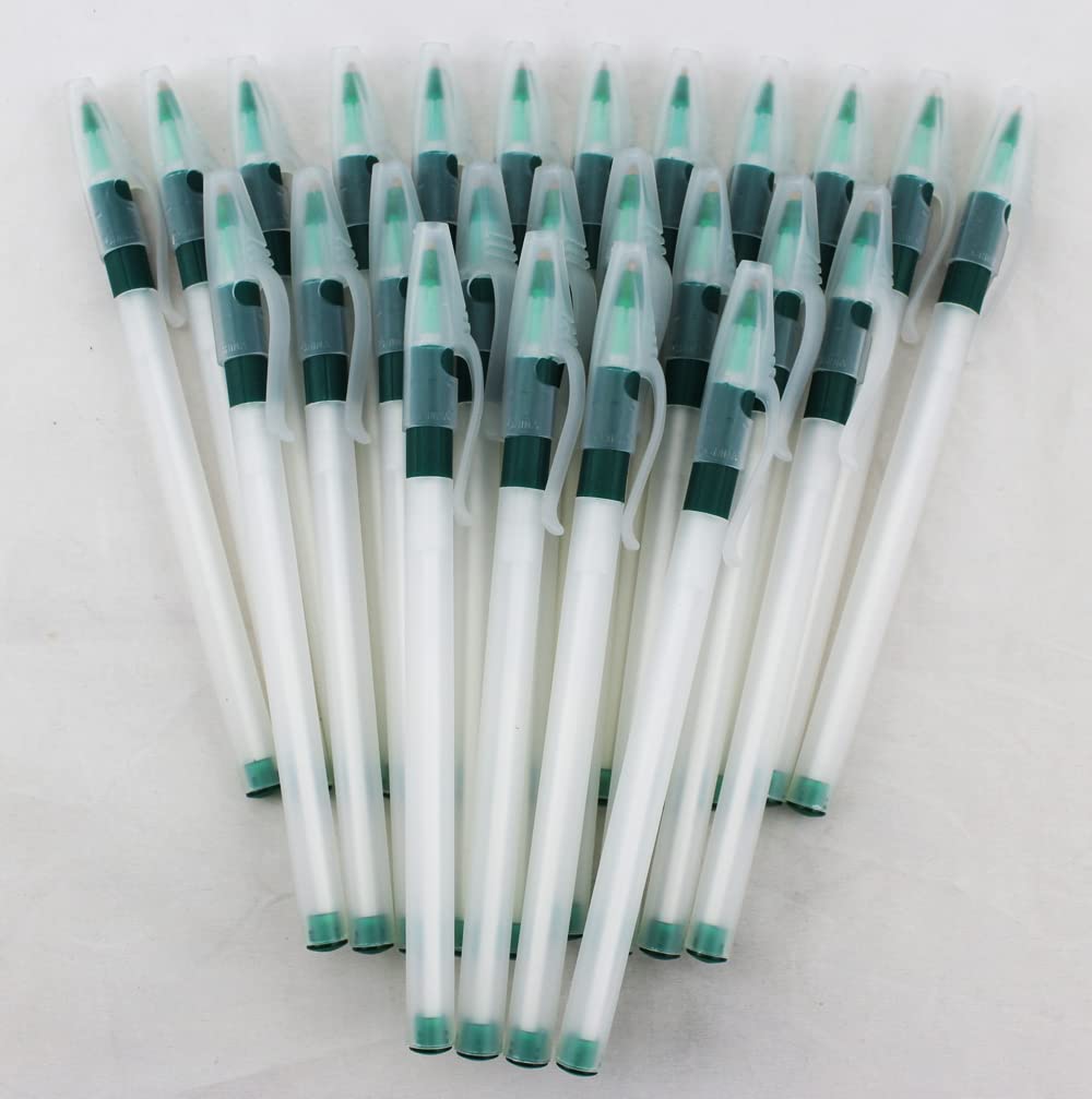 EZPENCILS & GIFTS Bulk Blank Translucent Pens with Black Ink & Green Grip Accents - 60 Pack for Office, School, Events & Promotional Giveaways
