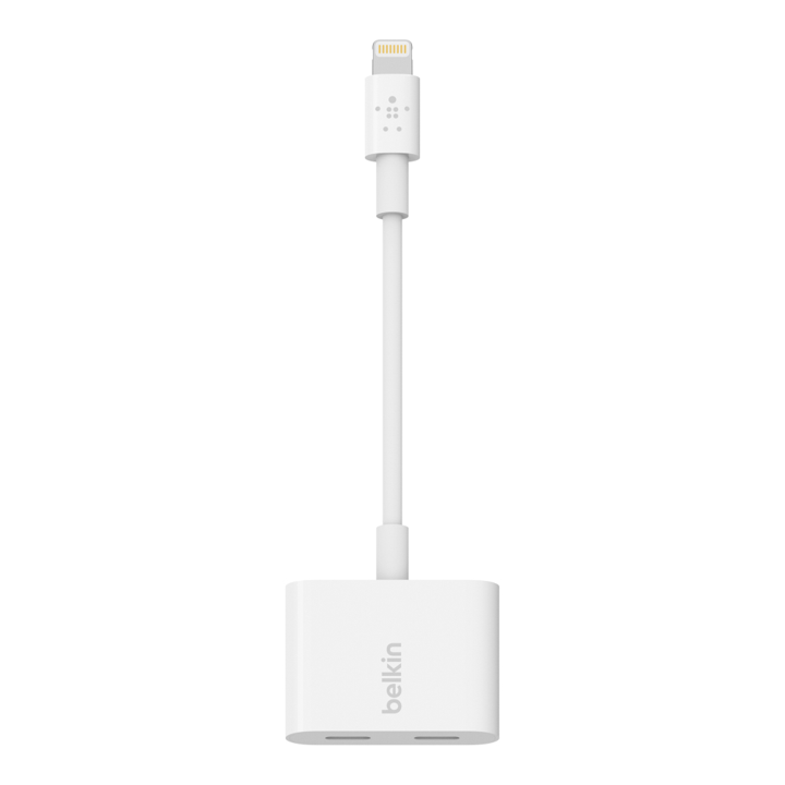 Belkin Lightning Audio Adapter with Charging Port - White | Compatible with iPhone & iPad for Music & Calls