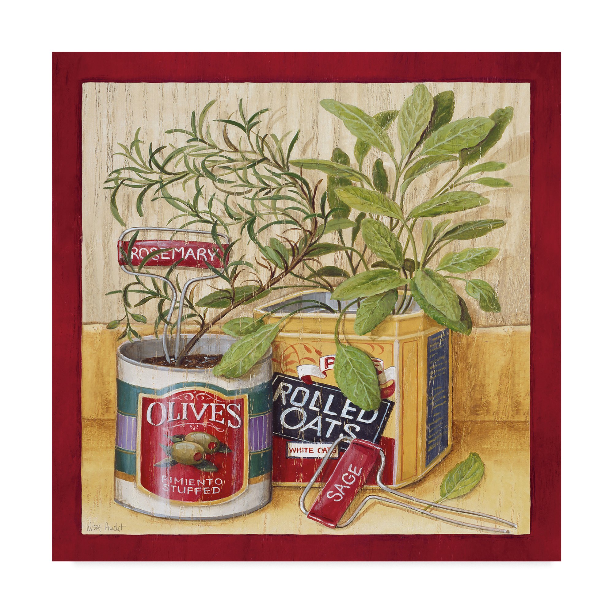 Olives & Oats by Lisa Audit - 14x14 Inch Premium Wall Art Print - Perfect for Kitchen, Dining Room & Farmhouse Decor