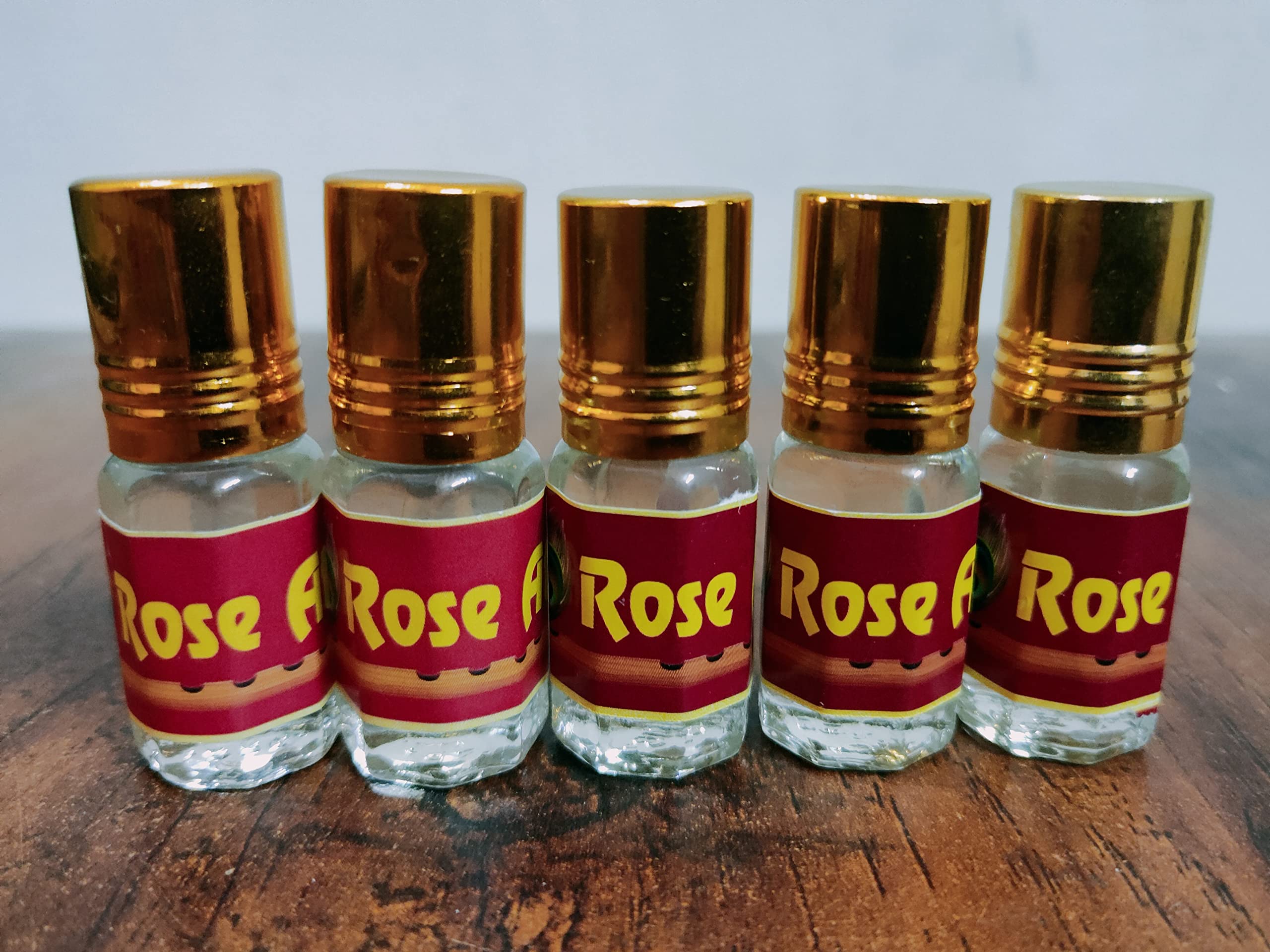 Kah Attar Rose Attar Long-Lasting Perfume Oil – Original Scent for Men & Women (5 x 3ml Bottles) | Romantic Dates, Special Occasions & Daily Wear