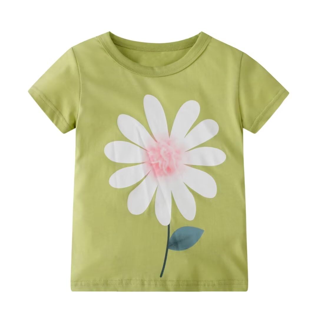 Girls Short Sleeve Cotton T-Shirts for Toddlers - Soft Summer Tops for Kids Ages 2-7 Years | Perfect for Playdates, Preschool & Outdoor Activities
