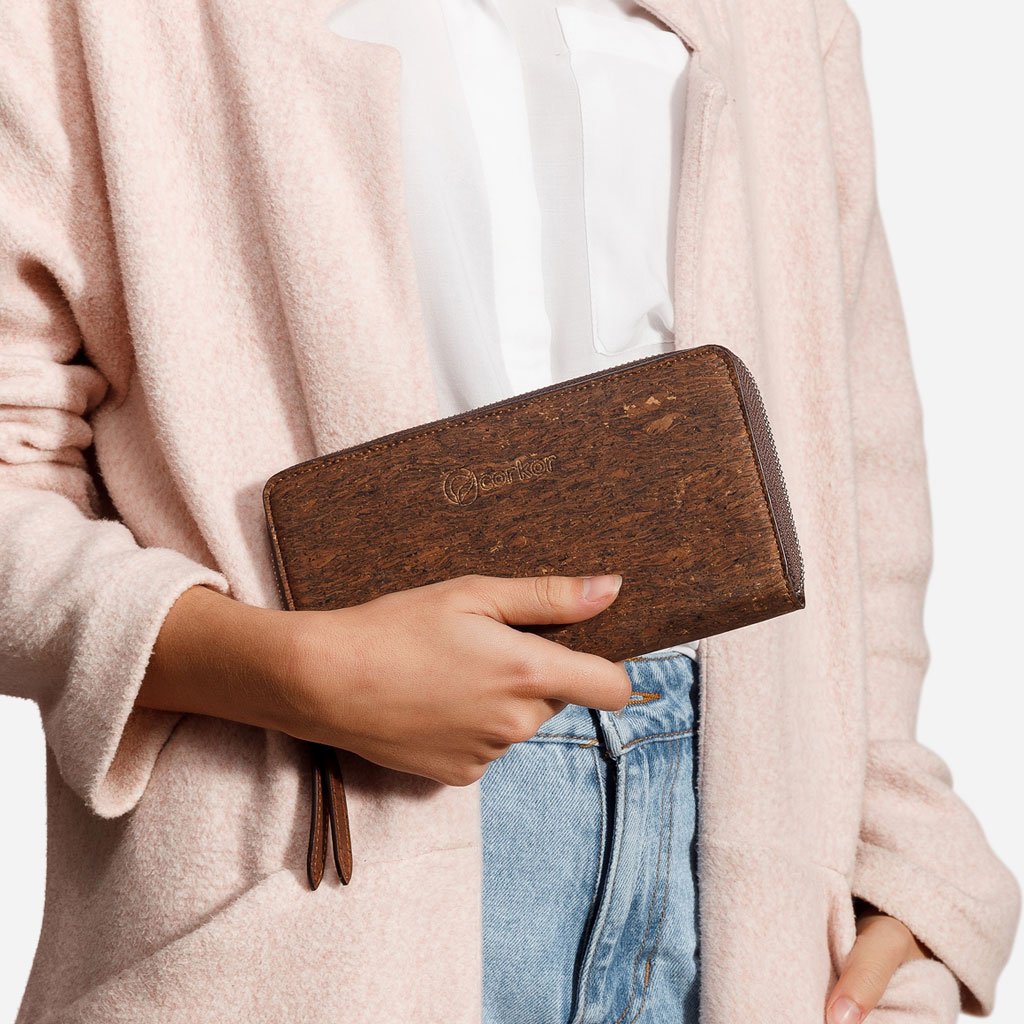 RFID Blocking Cork Long Wallet for Women – Vegan Leather Clutch Purse – Cruelty Free & Eco Friendly – Perfect for Travel, Shopping & Everyday Use