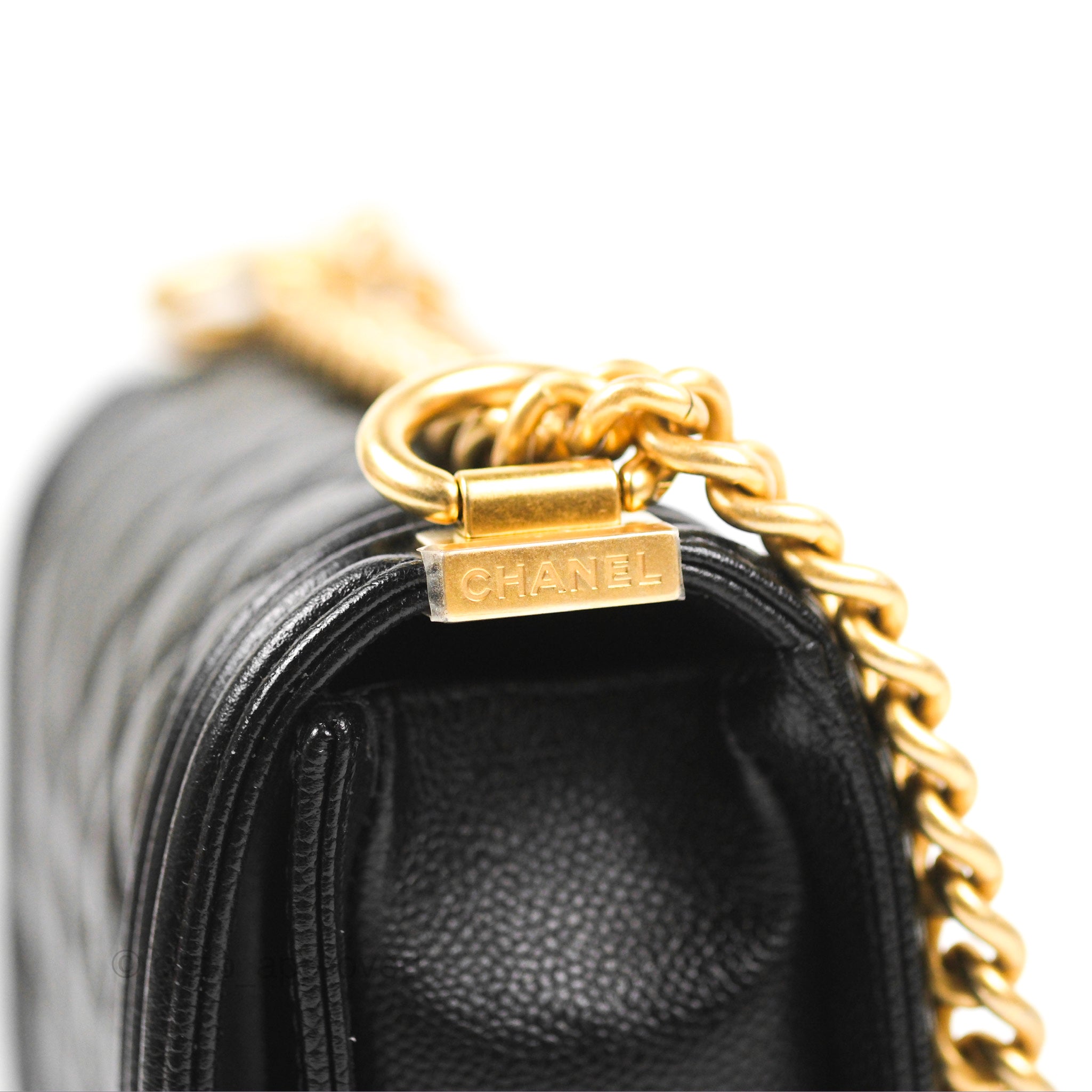 Chanel Boy Messenger Bag Black Caviar Leather with Aged Gold Hardware - Luxury Crossbody Bag for Women, Perfect for Work, Travel & Evening Events