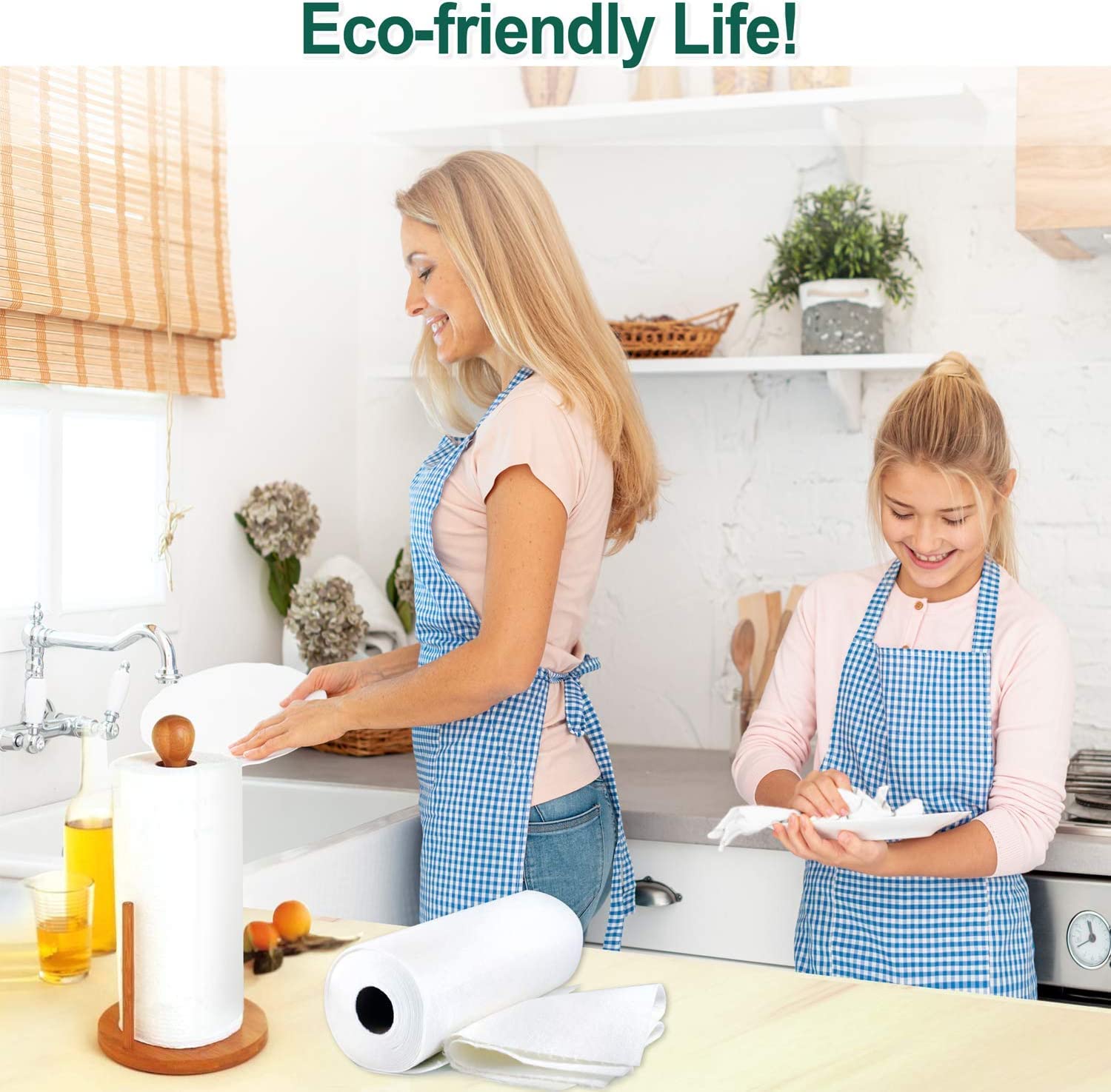 Eco-Friendly Washable Bamboo Paper Towels - Reusable & Machine Washable | 1 Roll (50 Sheets) | Sustainable Kitchen Towels for Cleaning, Spills & Everyday Use