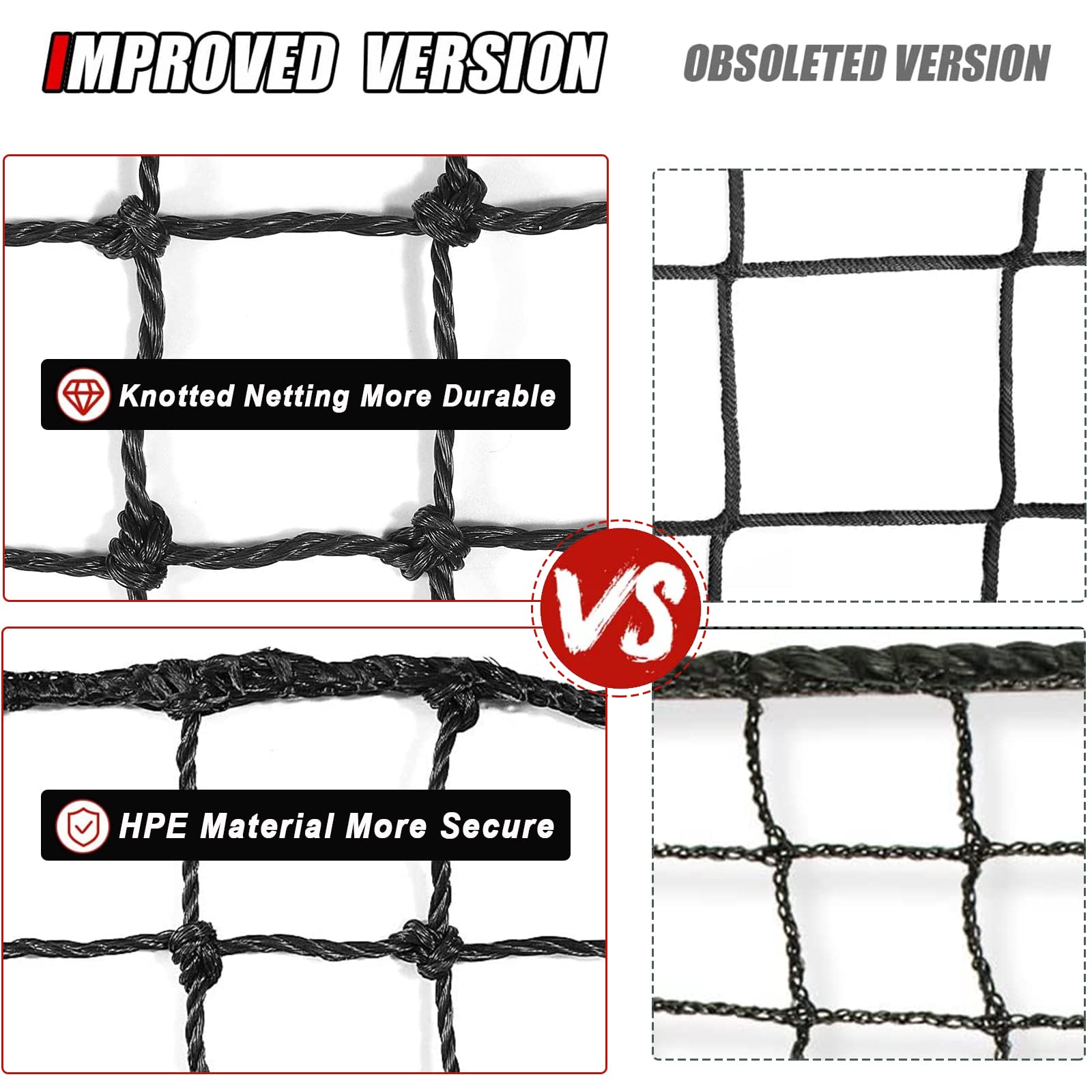 Baseball Softball Backstop Net - Heavy Duty PE Knotted Sports Barrier for Backyard, Field & Practice | Durable Training & Safety Netting for Baseball, Softball, Batting Cages & Outdoor Sports