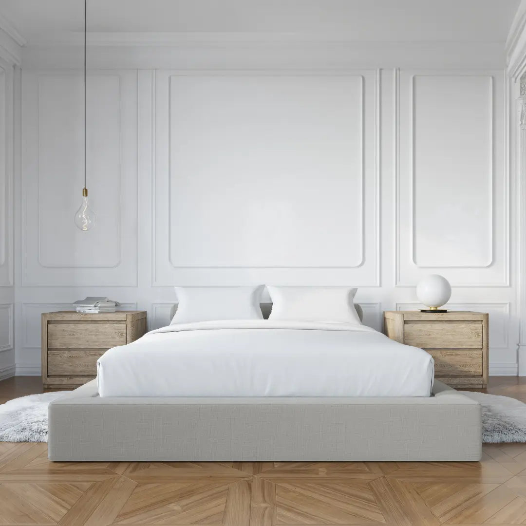 Ultra Sturdy Bed Frame with Moon Design - Queen Size Metal Platform Bed for Modern Bedroom, Dorm, Guest Room & Apartment