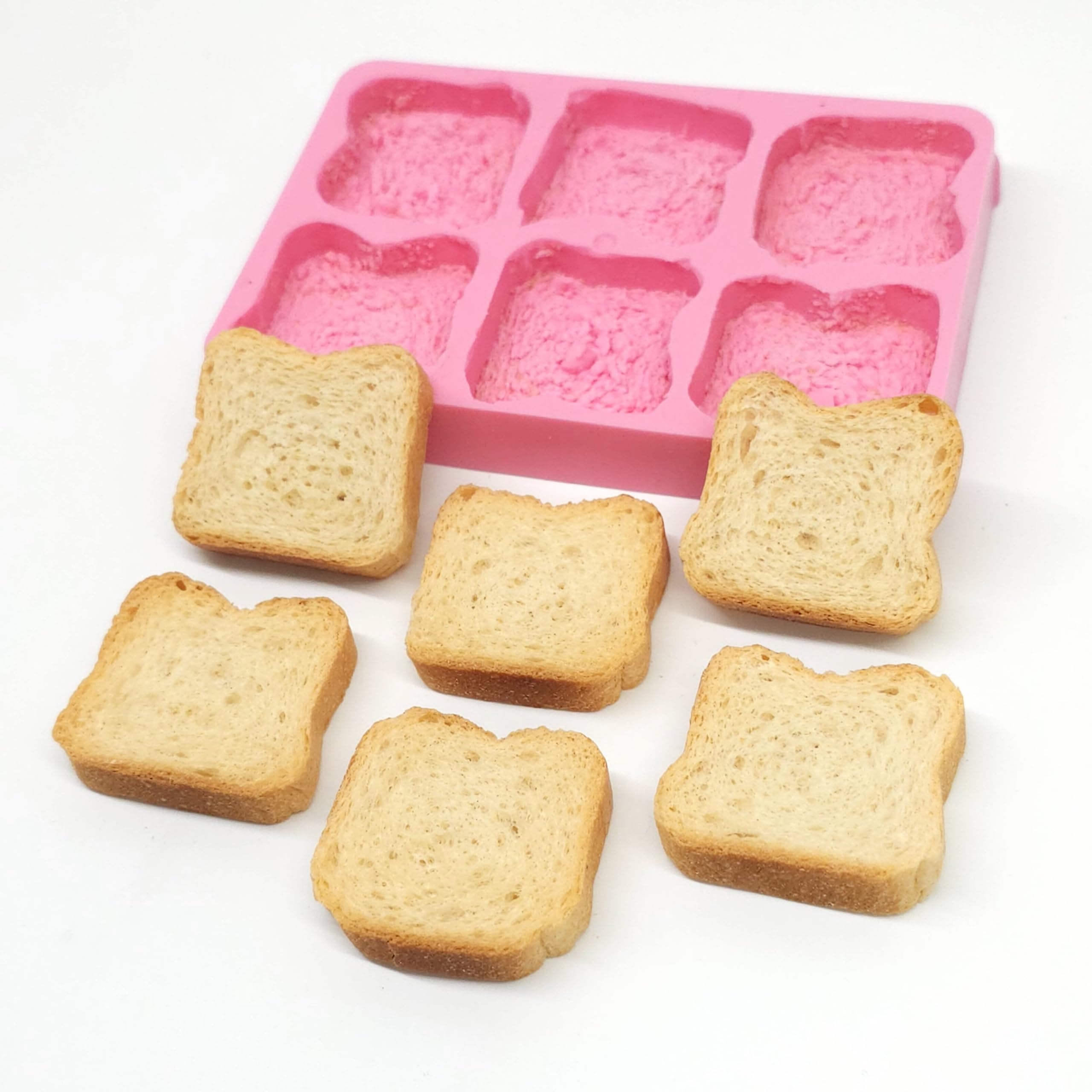 6 Cavity Bread Toast Miniature Cookie Pastry Mold for Wax Melts, Soap & Candle Making - Perfect for DIY Crafts, Home Decor & Gift Making (NS003)