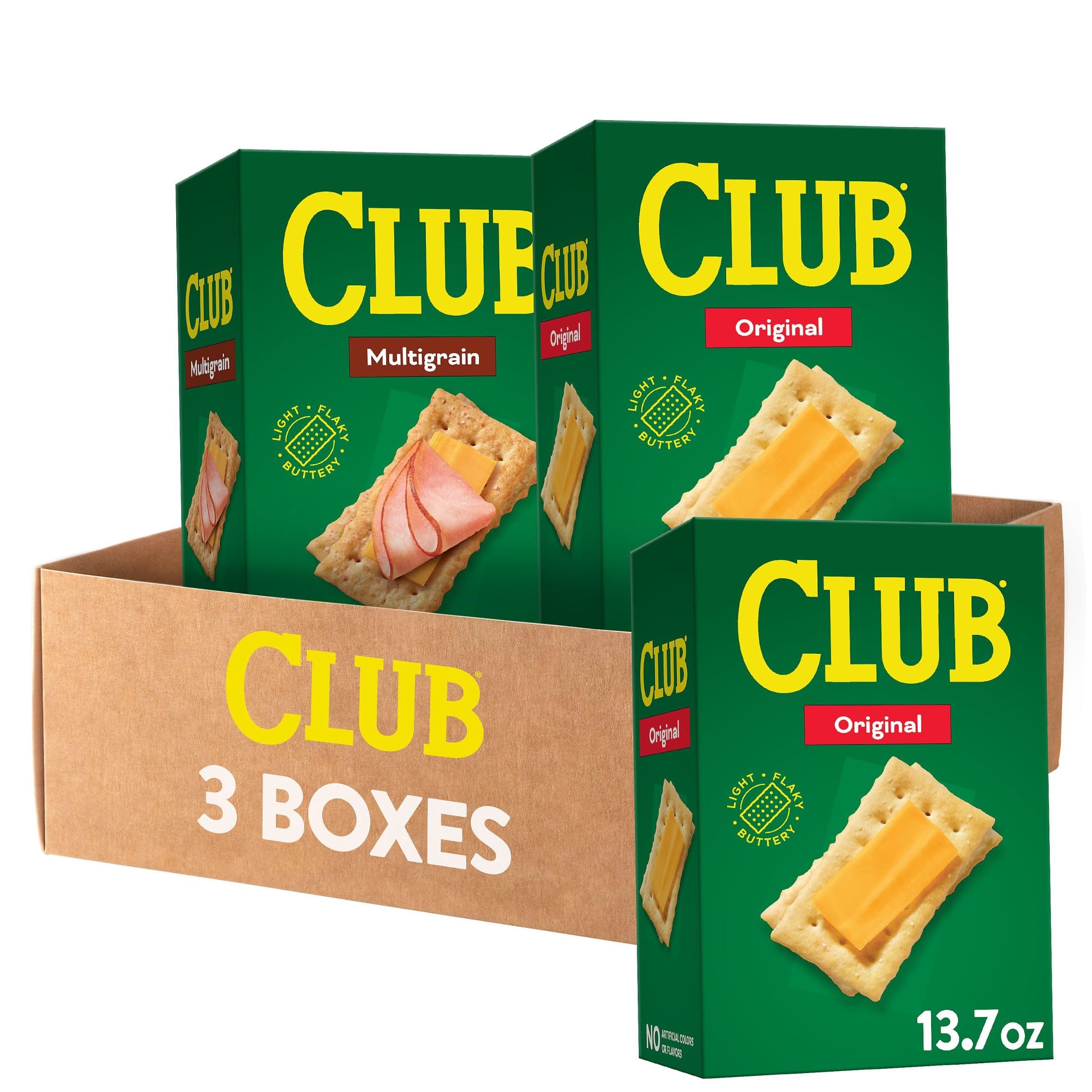 Club Crackers Variety Pack (3 Boxes) - Original, Whole Grain & Reduced Fat - Perfect for Lunch Boxes, Office Snacks & Party Platters