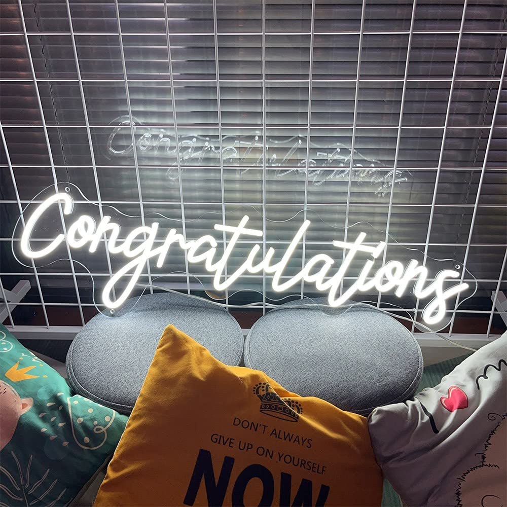 Custom White LED Neon Sign - 23.6 Inch Graduation Party Decor, Bedroom Wall Art, Wedding Backdrop & Christmas Home Decor | Perfect Gift for Birthdays, Weddings & Special Occasions