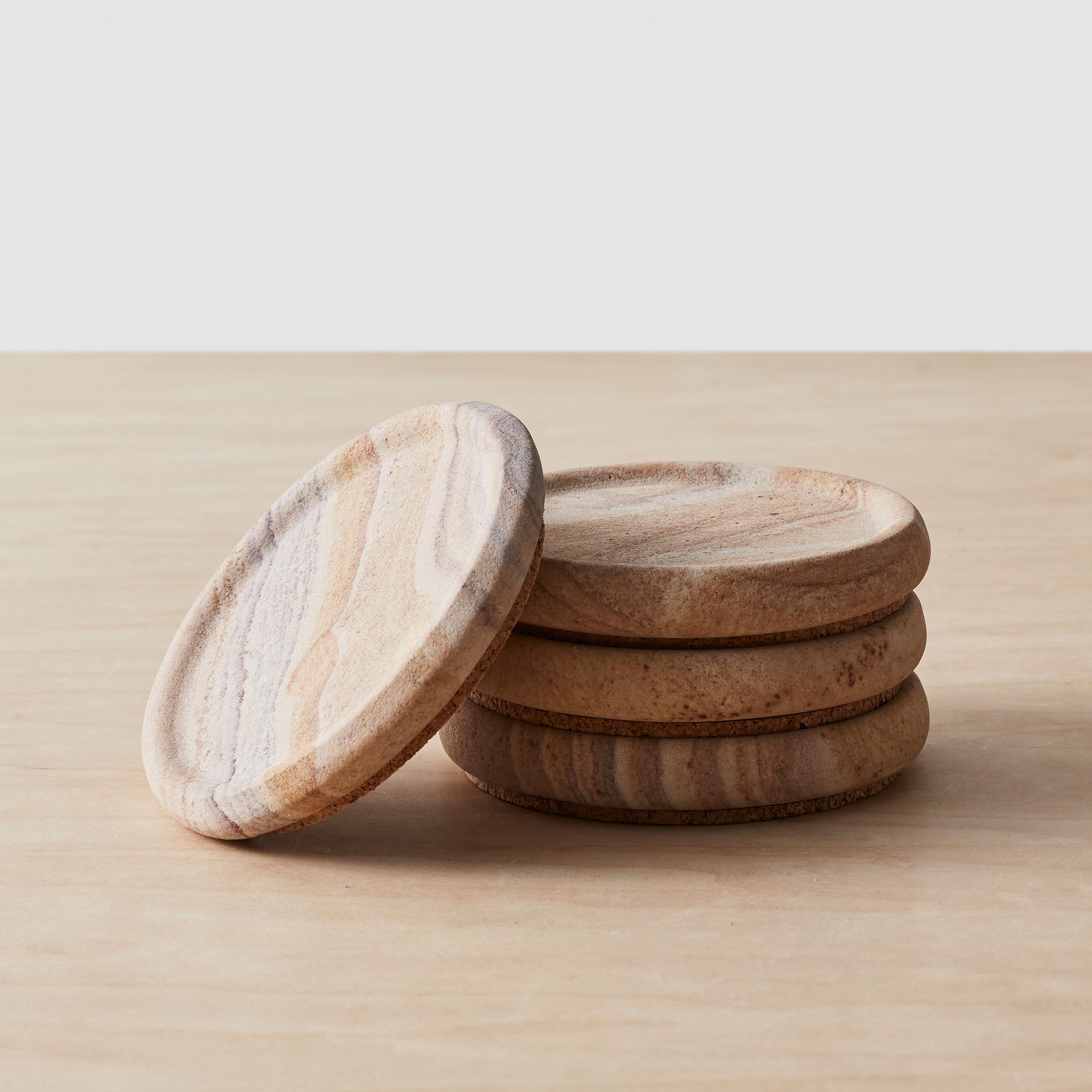 Premium Eshana Sandstone Coasters Set of 4 - Natural Stone Drink Coasters for Home & Bar - Perfect for Protecting Tables from Hot & Cold Beverages