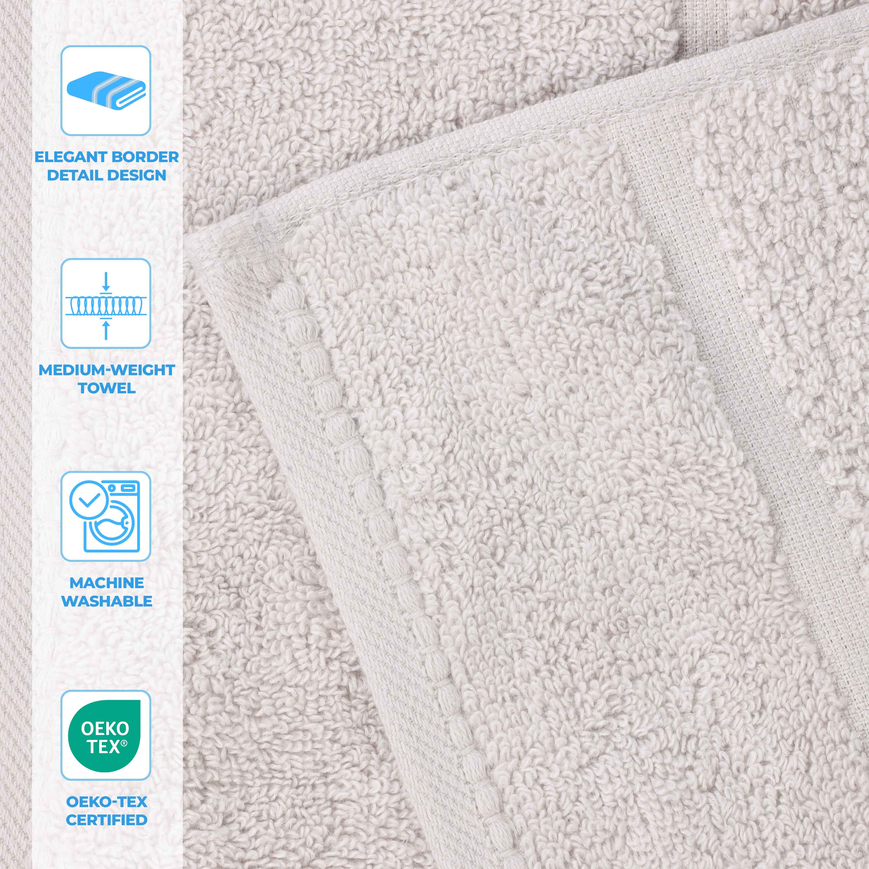 Premium 9-Piece Cotton Towel Set with Broad Border - Soft, Absorbent & Durable Bath Towels for Spa, Gym, and Luxury Home Use