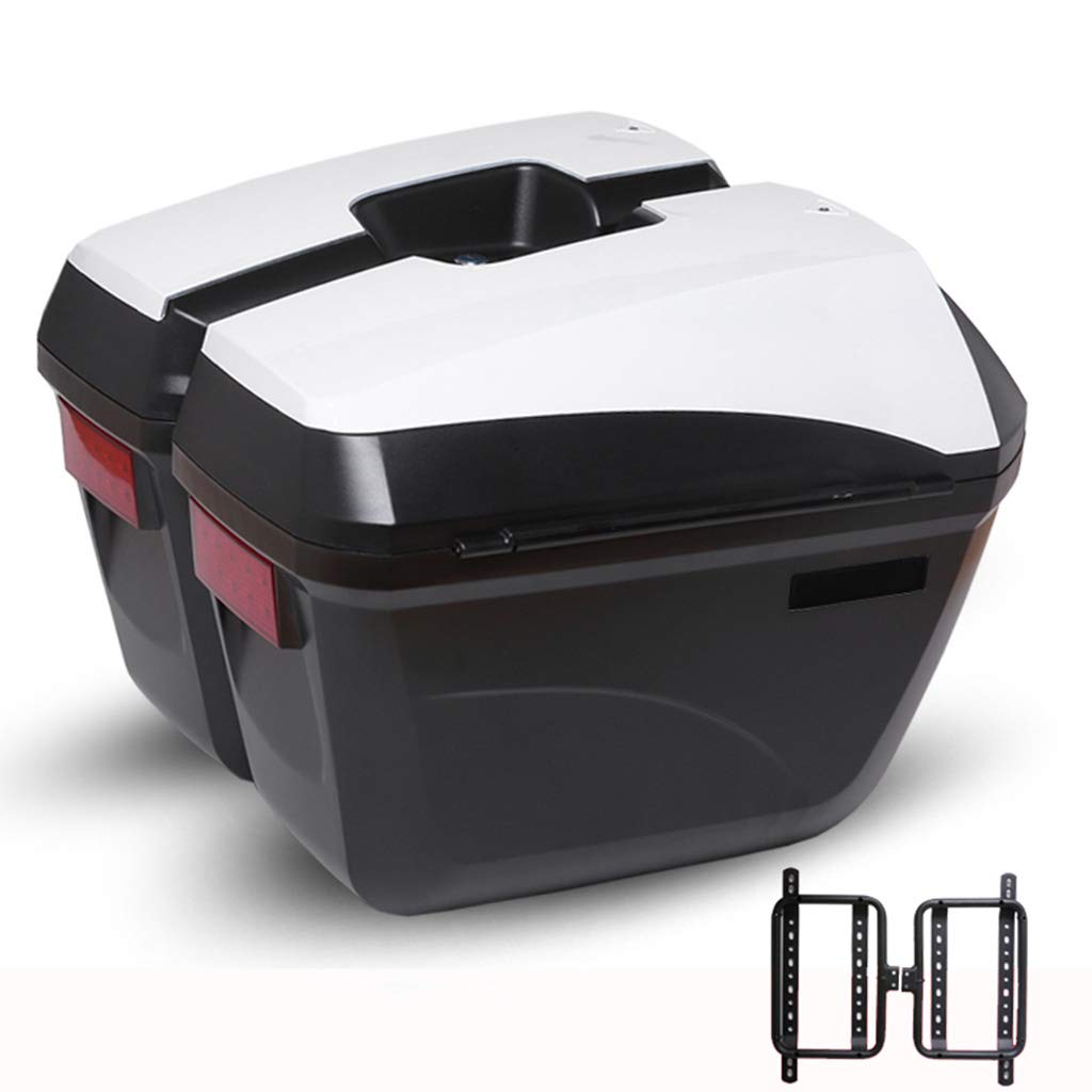 Universal Motorcycle Side Boxes & Rear Trunk Luggage Bags - Waterproof Storage Carrier Case with Mounting Fittings for Cruiser Bikes - Perfect for Long Rides, Camping & Road Trips