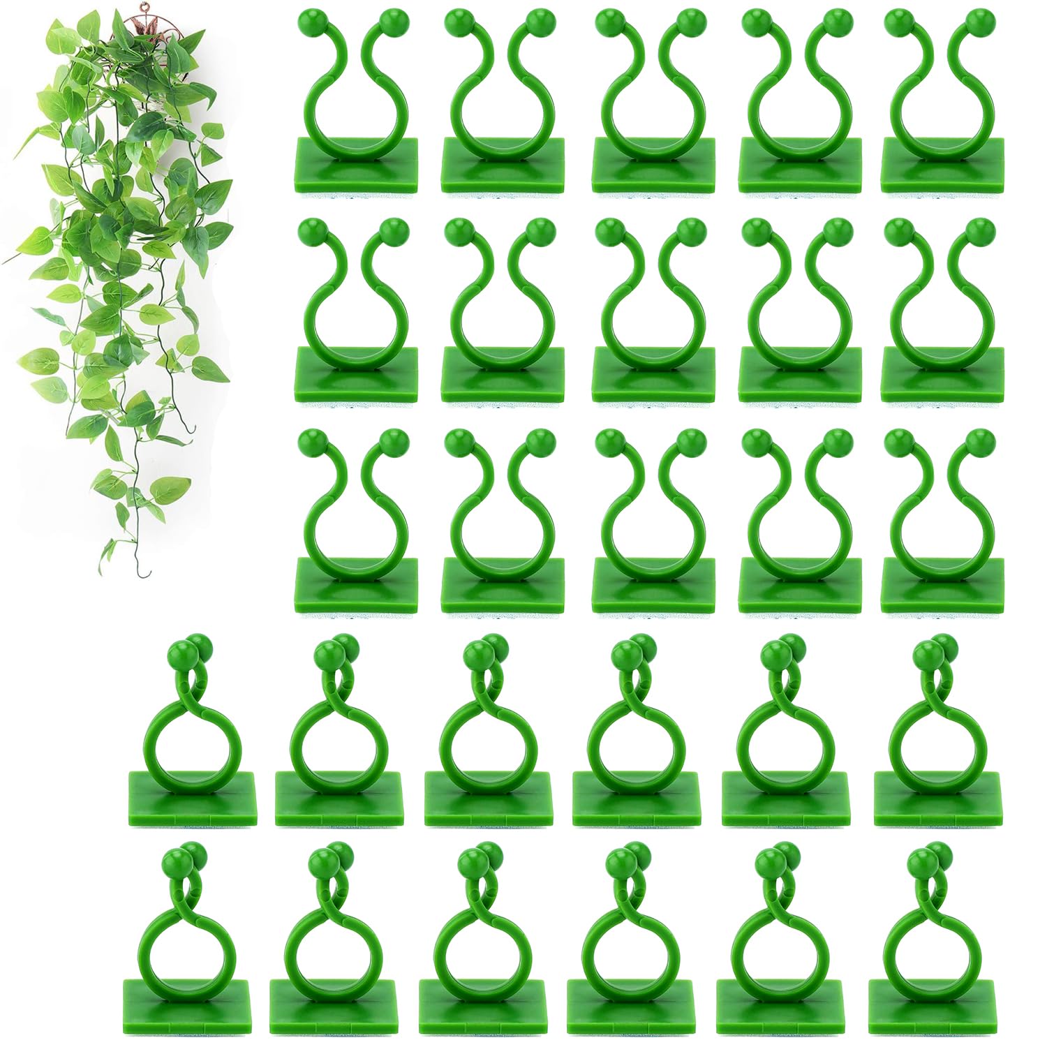 100Pcs Green Plant Climbing Wall Fixture Clips - Invisible Self-Adhesive Vines Fixing Clips for Indoor/Outdoor Plants & Cable Management - Perfect for Garden Decor, Wall Climbing Plants & Wire Organization