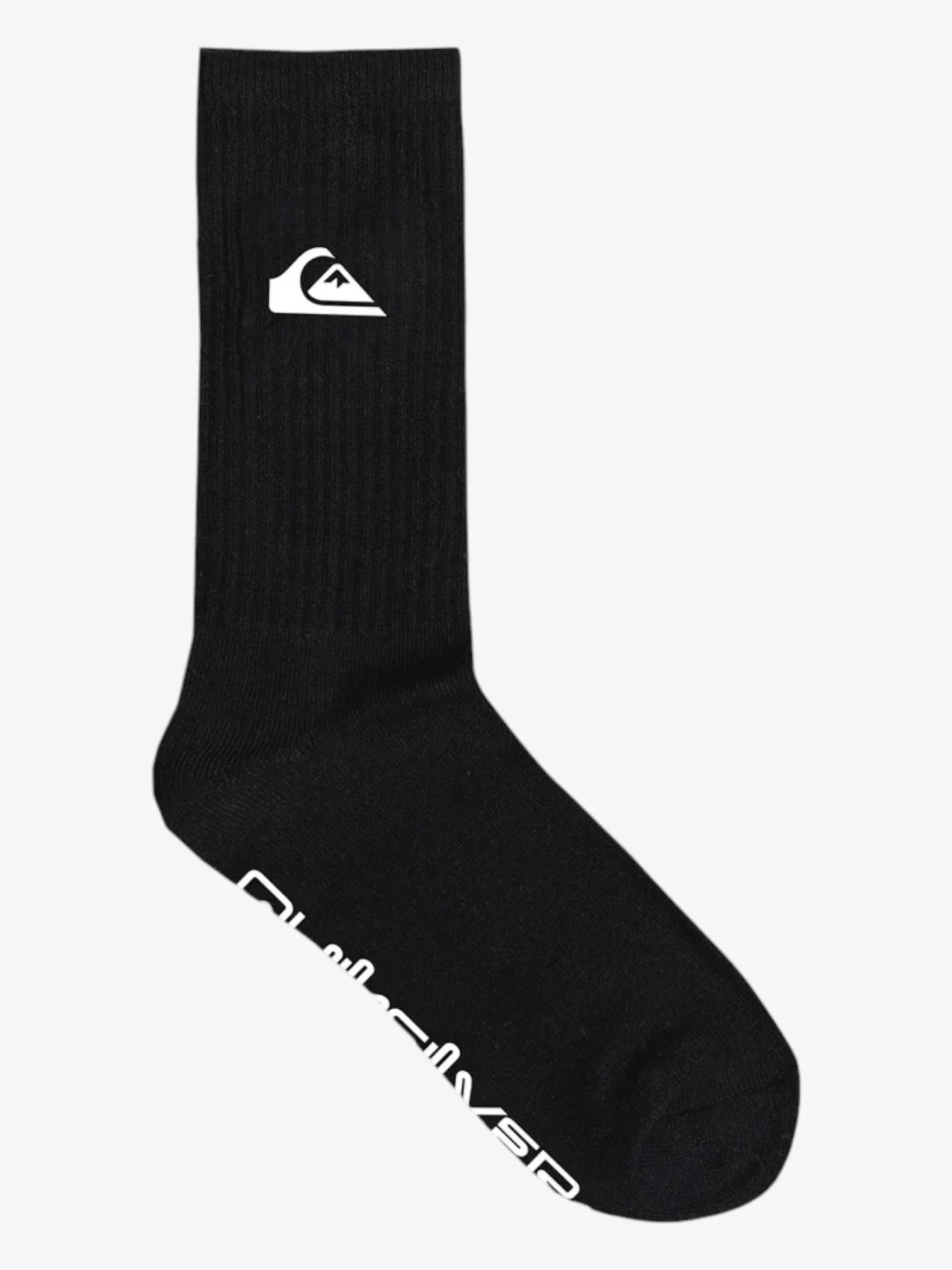 Quiksilver Quick Crew Pack of 2 Black Socks - Comfortable Athletic Socks for Running, Hiking & Everyday Wear
