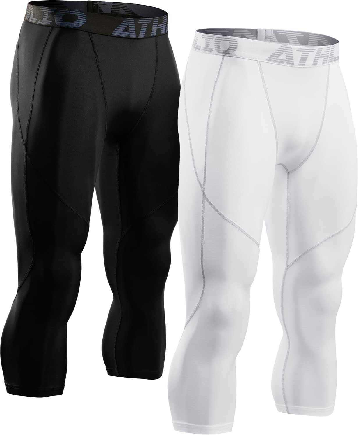 ATHLIO 2 or 3 Pack Men's Compression Pants - Running Tights & Workout Leggings for Men, Moisture Wicking Cool Dry Sports Baselayer - Ideal for Gym, Jogging & Outdoor Activities