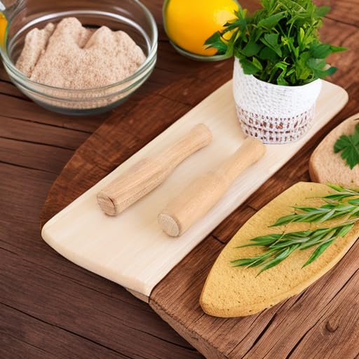 2Pcs Wooden Pestle and Mortar Set - Food Grinding Rod for Sauces, Soup, Purees, Pastes, Jelly, Drinks & Cocktails - Perfect for Bar Tools, Kitchen Accessories & Homemade Recipes