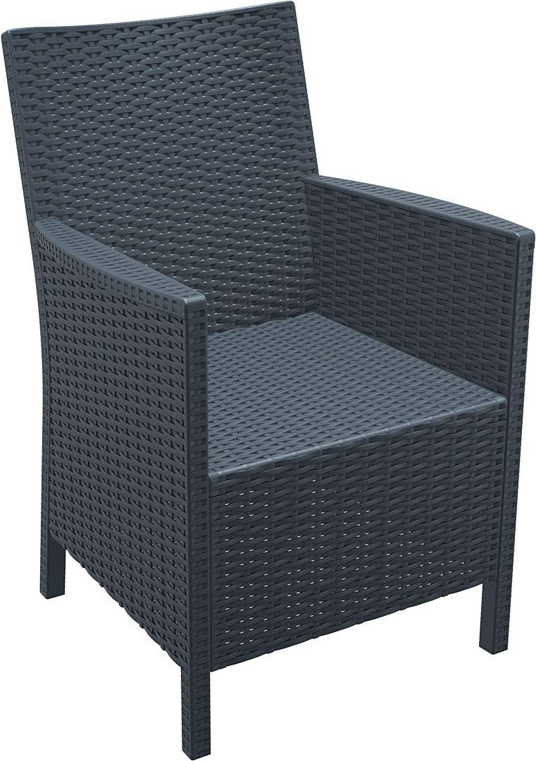 Compamia California Dark Gray Wicker Look Outdoor Patio Chairs (Set of 2) - Perfect for Poolside, Garden, and Backyard Relaxation