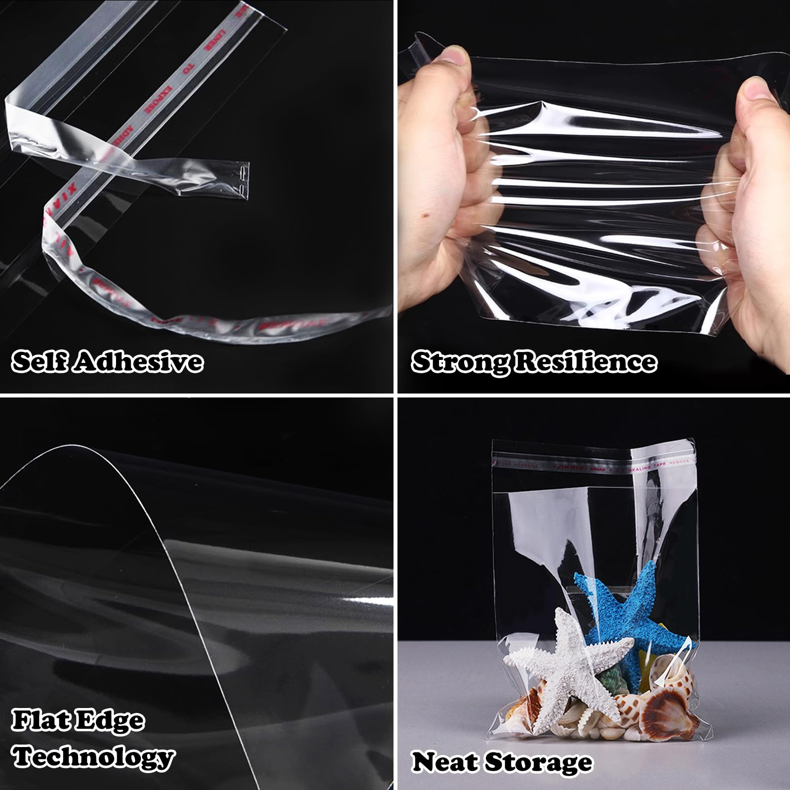 200 Pack Clear Self-Adhesive Cellophane Bags - 9x20cm Flat OPP Plastic Wraps for Candy, Jewelry, Gifts & Confetti | Perfect for Party Favors, Wedding Decor & Small Business Packaging