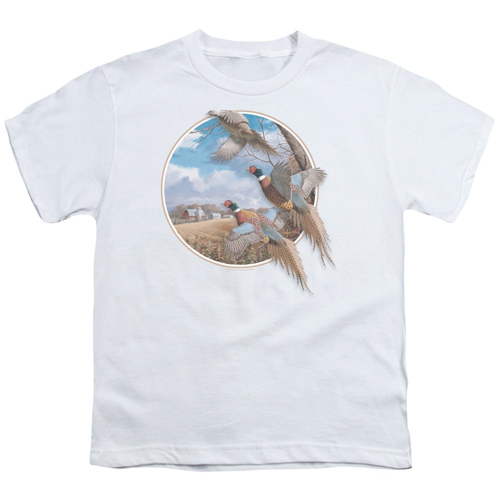 Wildlife October Memories Pheasants Unisex Youth T-Shirt for Boys & Girls - Comfortable Casual Wear for Outdoor Adventures & Family Activities