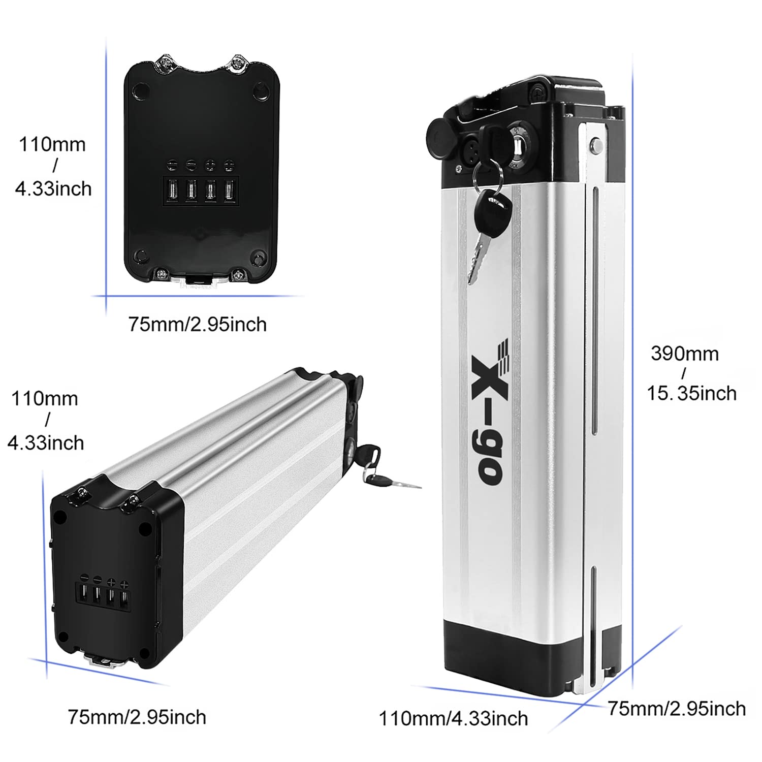 48V 13AH Lithium Li-ion Ebike Battery Pack with Charger & Safety Lock - Compatible with 350W 500W 750W Electric Bicycles - Perfect for Commuting, Mountain Biking & Long-Distance Rides