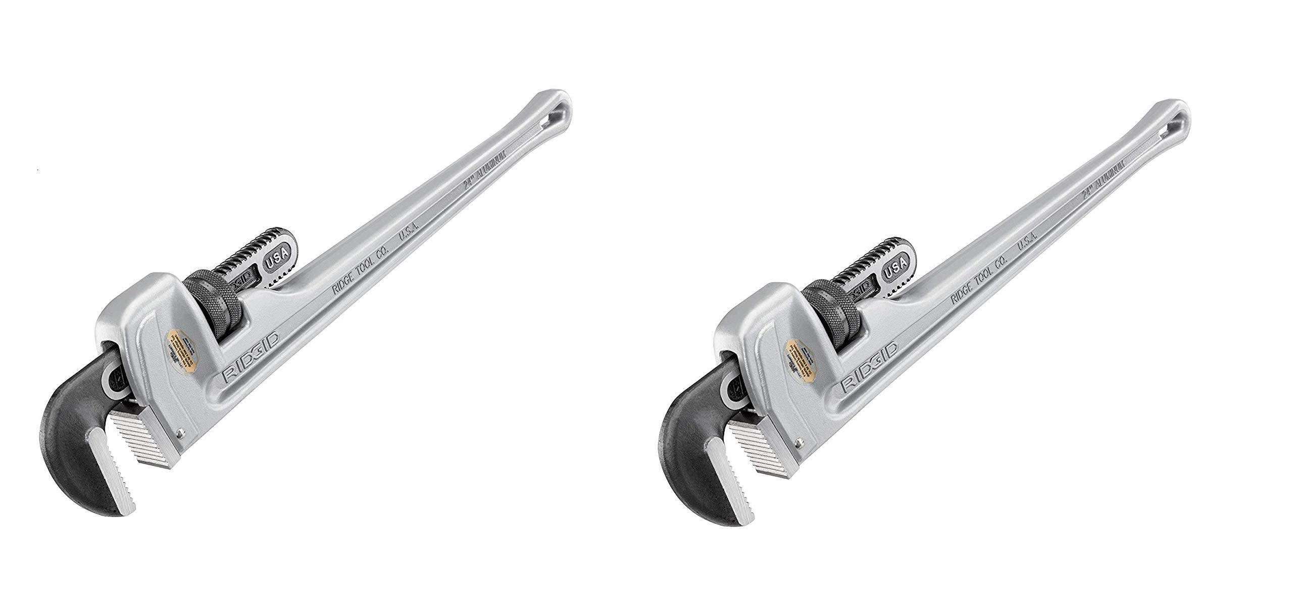 RIDGID 31105 24-Inch Aluminum Straight Pipe Wrench (2-Pack) - Heavy-Duty Plumbing Tool for Professional Plumbers & DIY Home Repairs - Perfect for Pipe Fittings, Water Lines & HVAC Installations