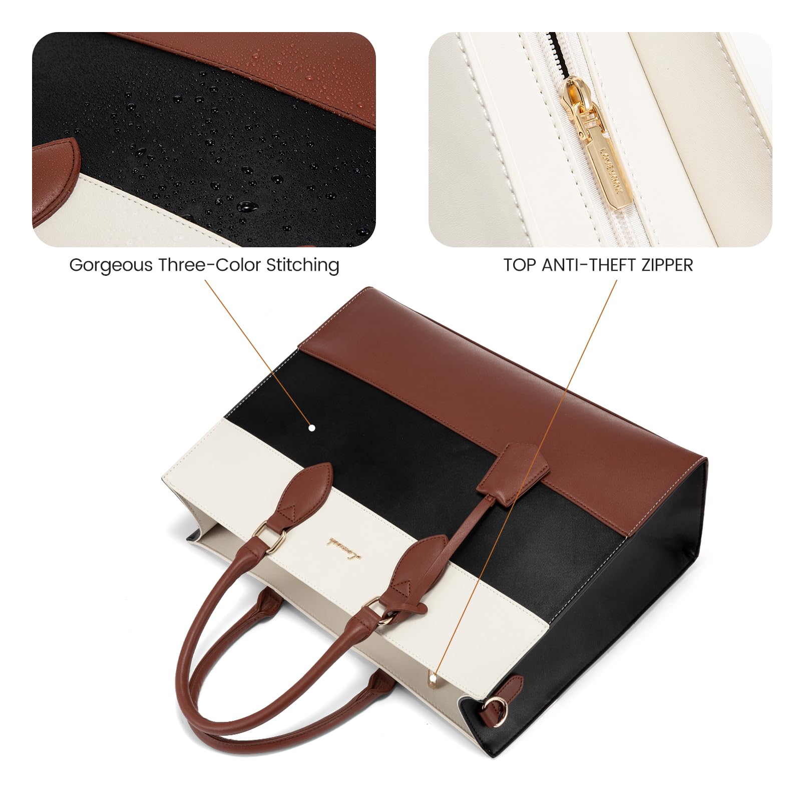 LOVEVOOK Women's Laptop Tote Bag - Professional Business Office Computer Briefcase with Detachable Clutch Purse - Perfect for Work, Commuting & Travel Accessories