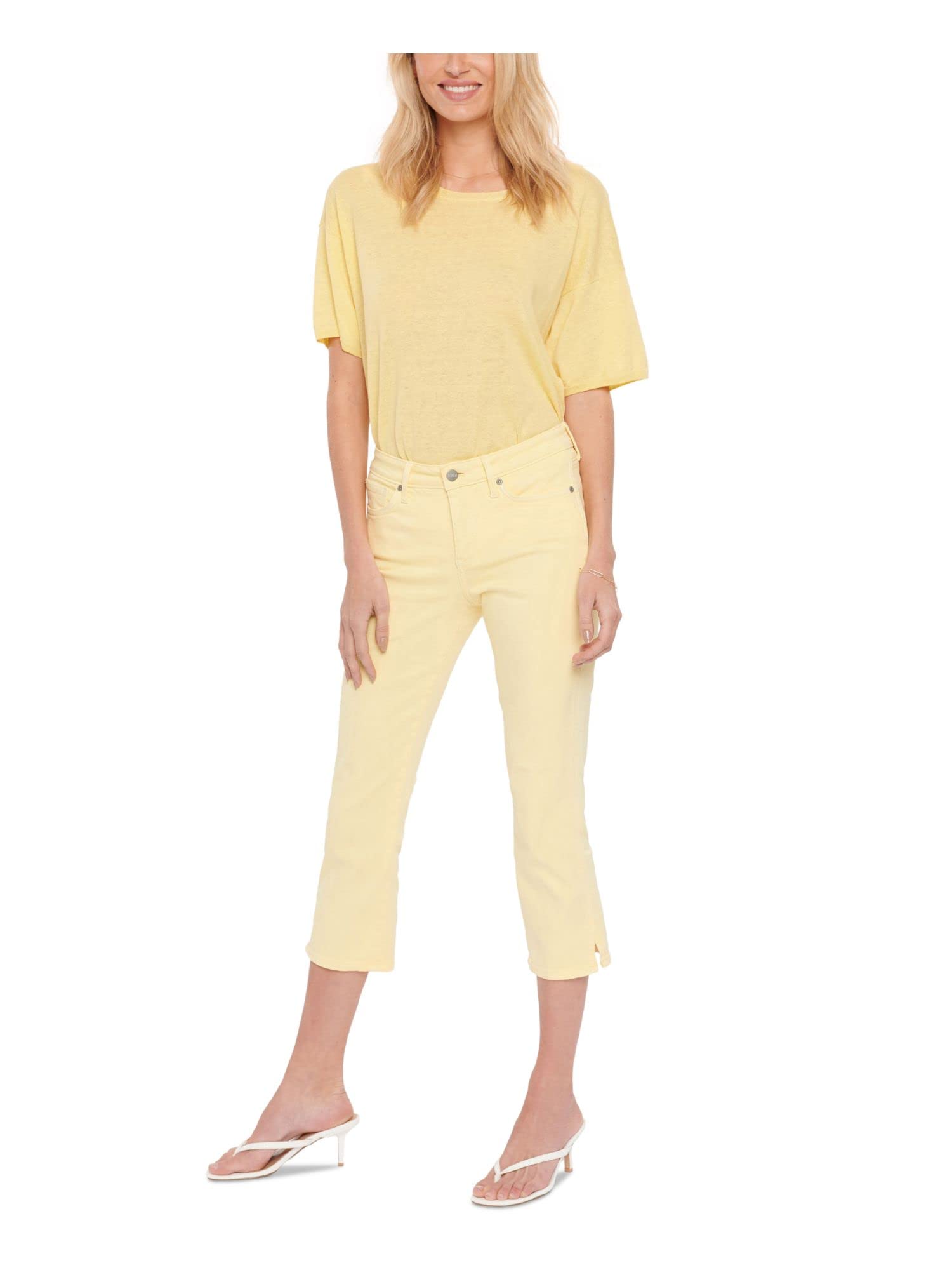 NYDJ Chloe Capris Women's Stretch Denim Pants - Yellow Daisy Size 16 (23