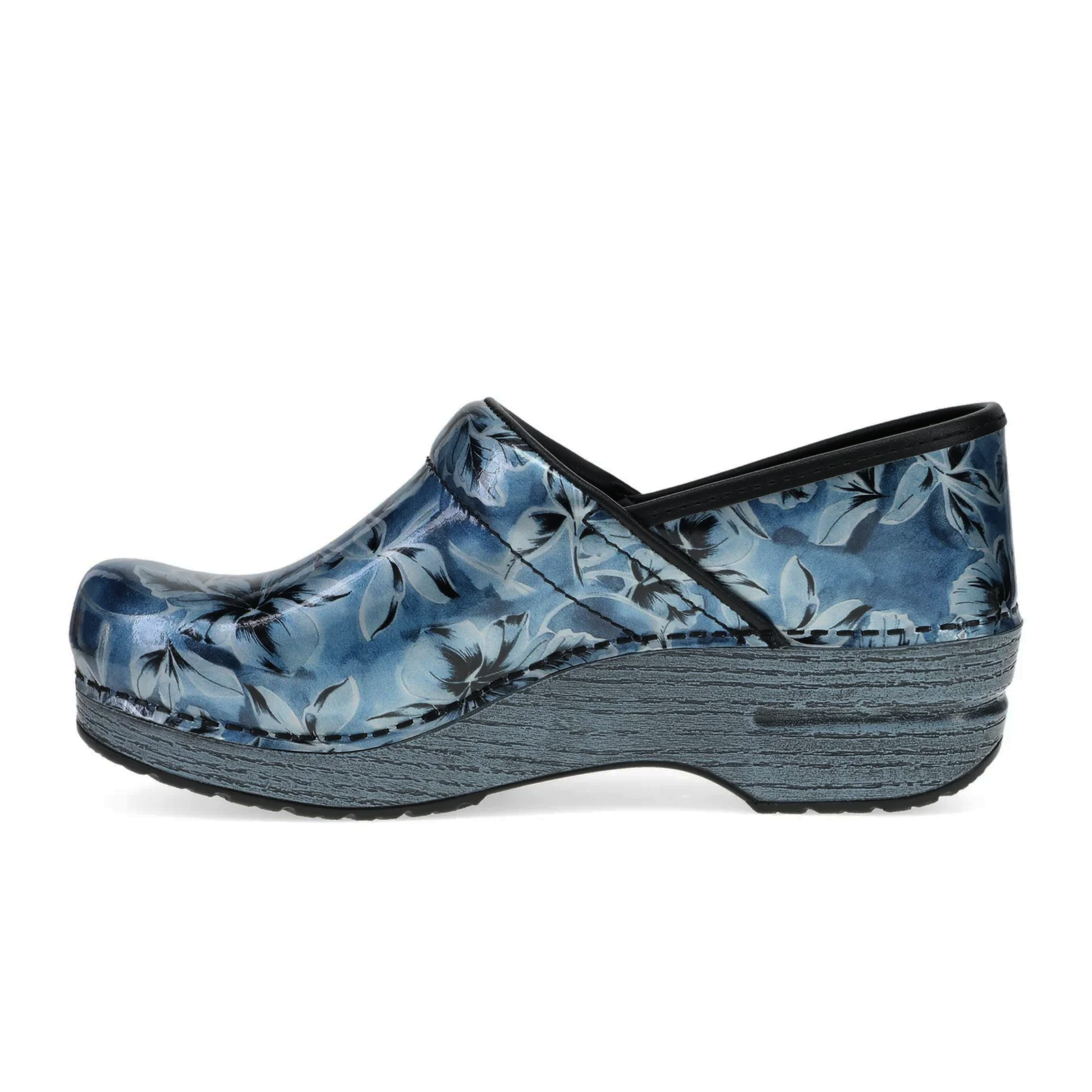 Dansko Professional Clog for Women - Blue Vine Patent Leather Slip-Resistant Work Shoes for Nurses, Chefs & Healthcare Workers