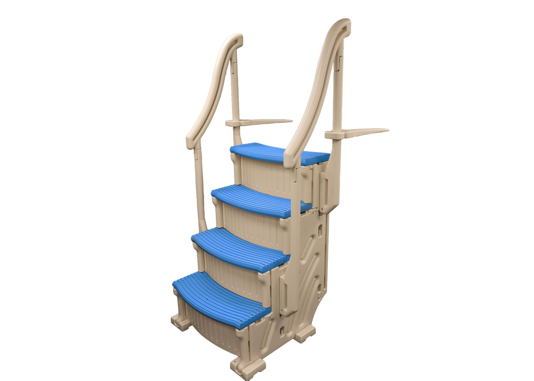 Confer Plastics Above Ground Pool Step with Non-Slip Blue Treads - Easy Drop-In Installation for Safe Pool Entry & Exit | Perfect for Inground & Above Ground Pools, Backyard Swimming Pools, and Family Pool Safety
